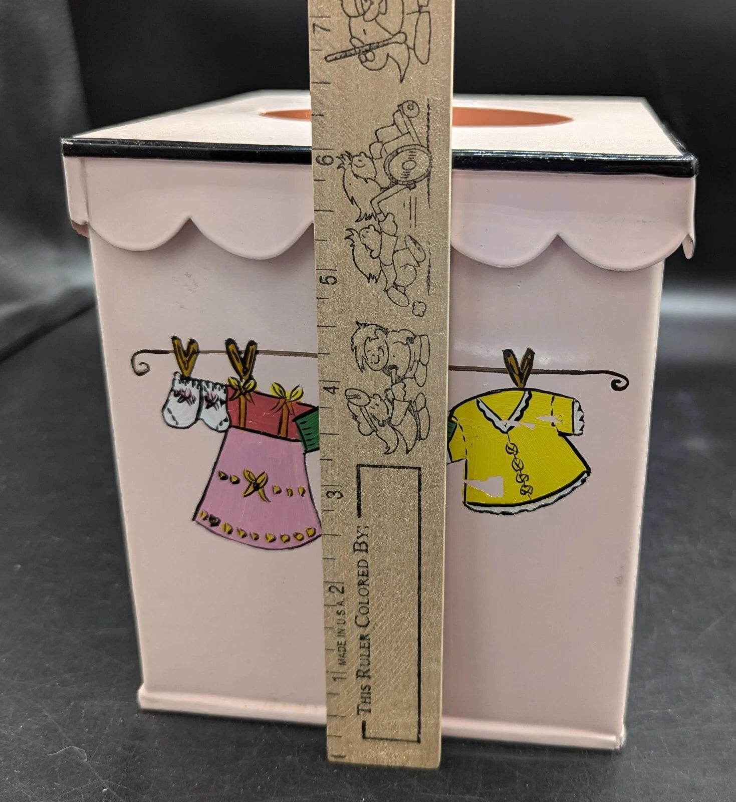 Tissue Box Cover Scalloped Edges Pink Laundry Room Funky Fun Metal | eBay