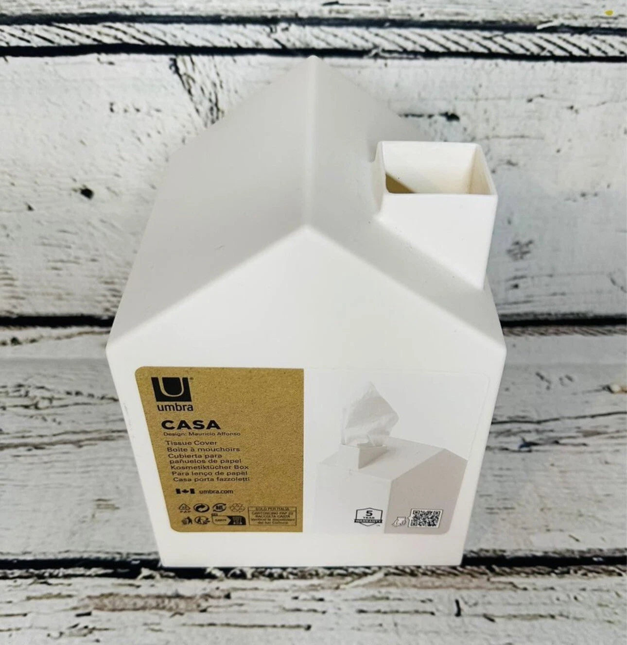 Casa Tissue Box Cover House Shaped Square Tissue Box Holder White Plastic | eBay