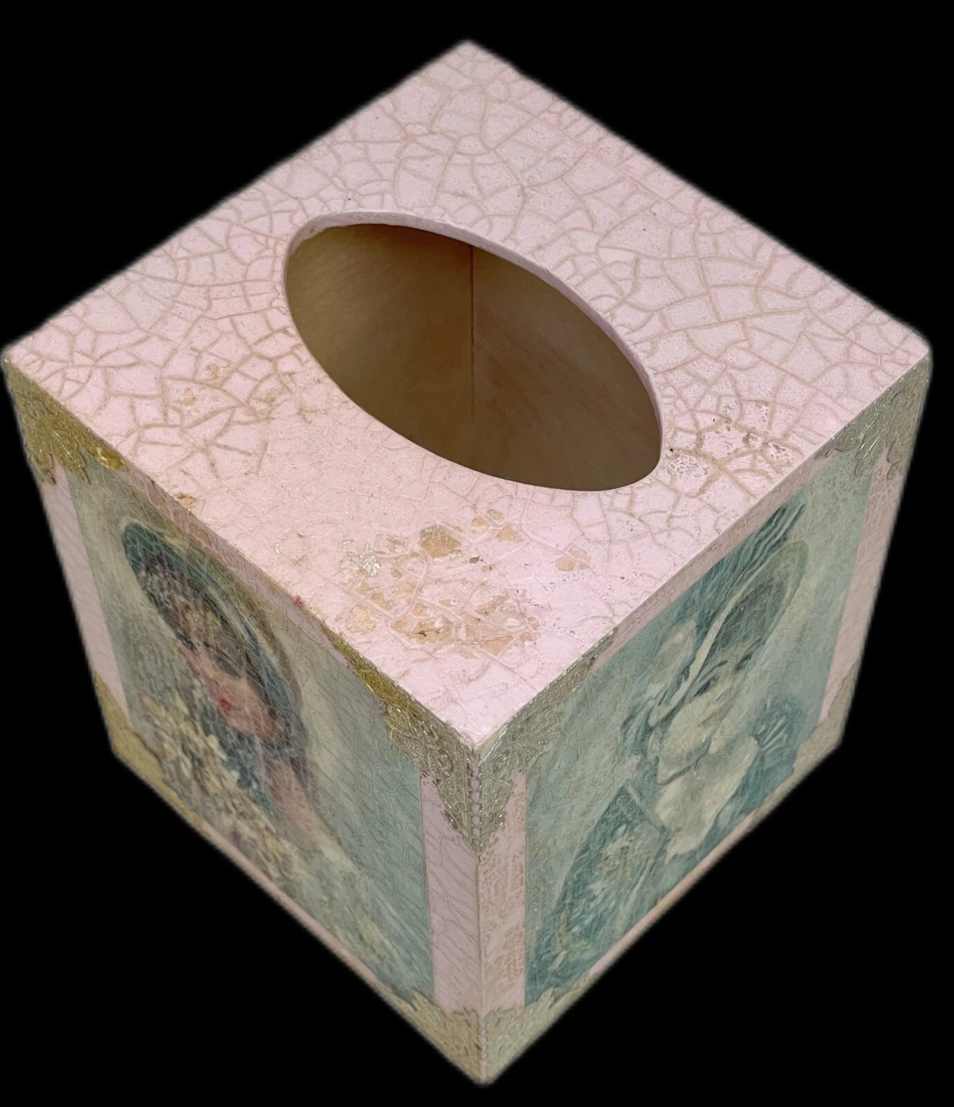 Pink Wood Tissue Box Holder Cover Cottagecore Victorian Lady Vtg 1970s New York | eBay