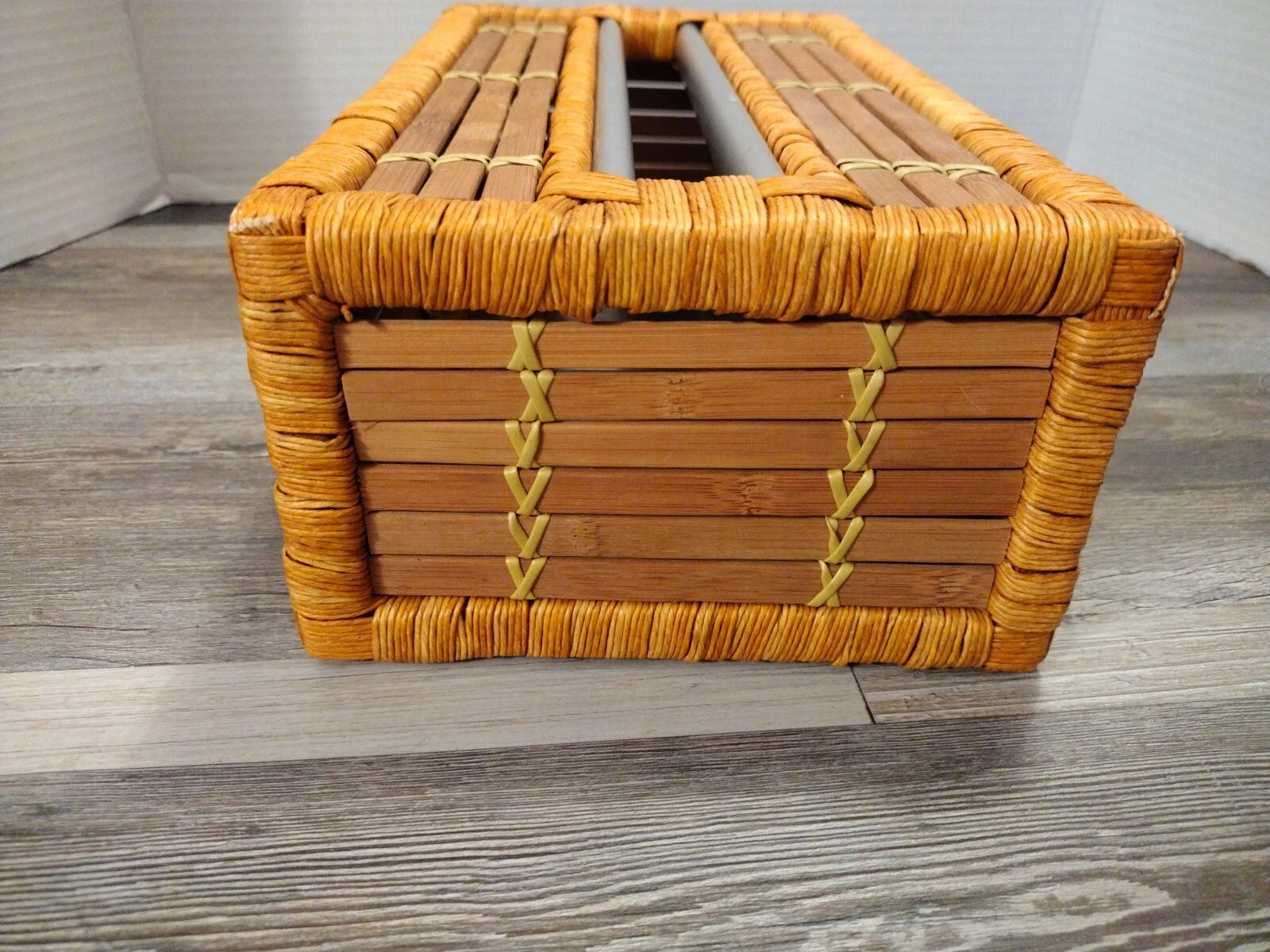 Bamboo Rattan Rectangle Tissue Box Cover With Metal Slot | eBay