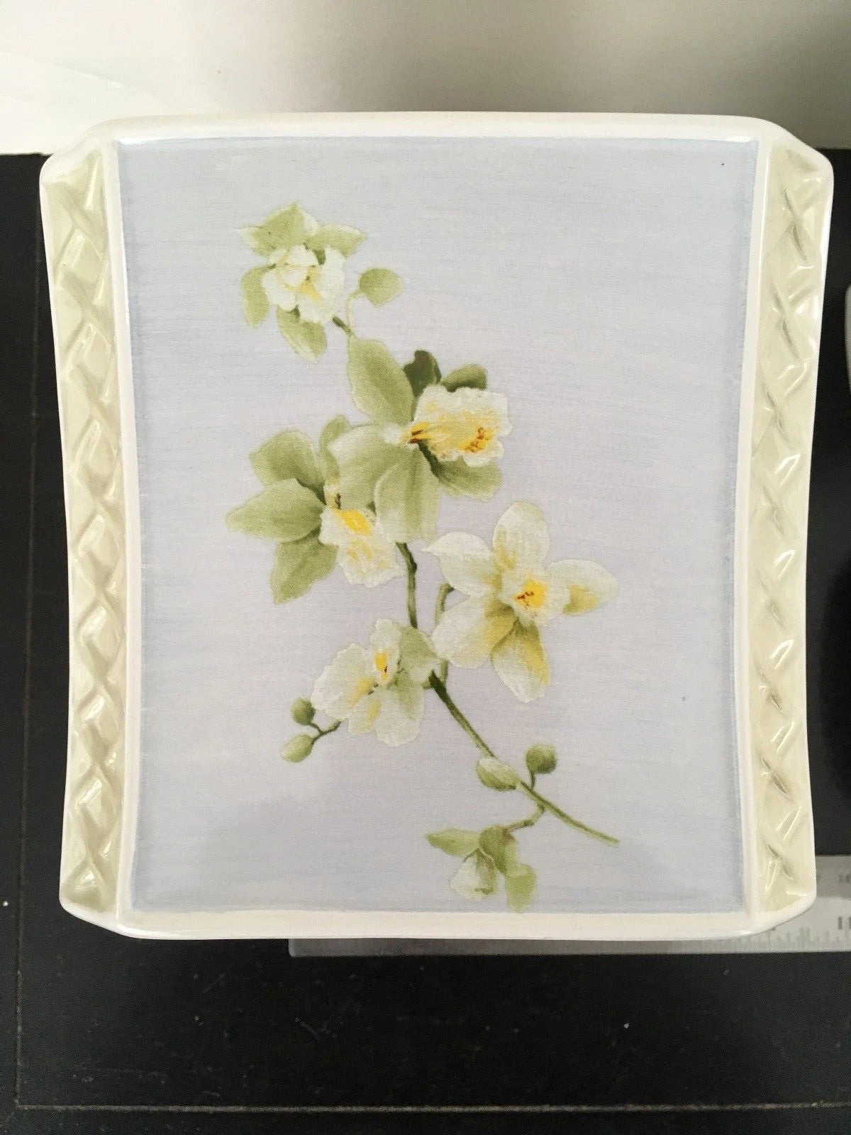 SIMPLY ORCHID ~ TISSUE BOX COVER serene gray blue FLORAL ~ Charter Club NEW | eBay