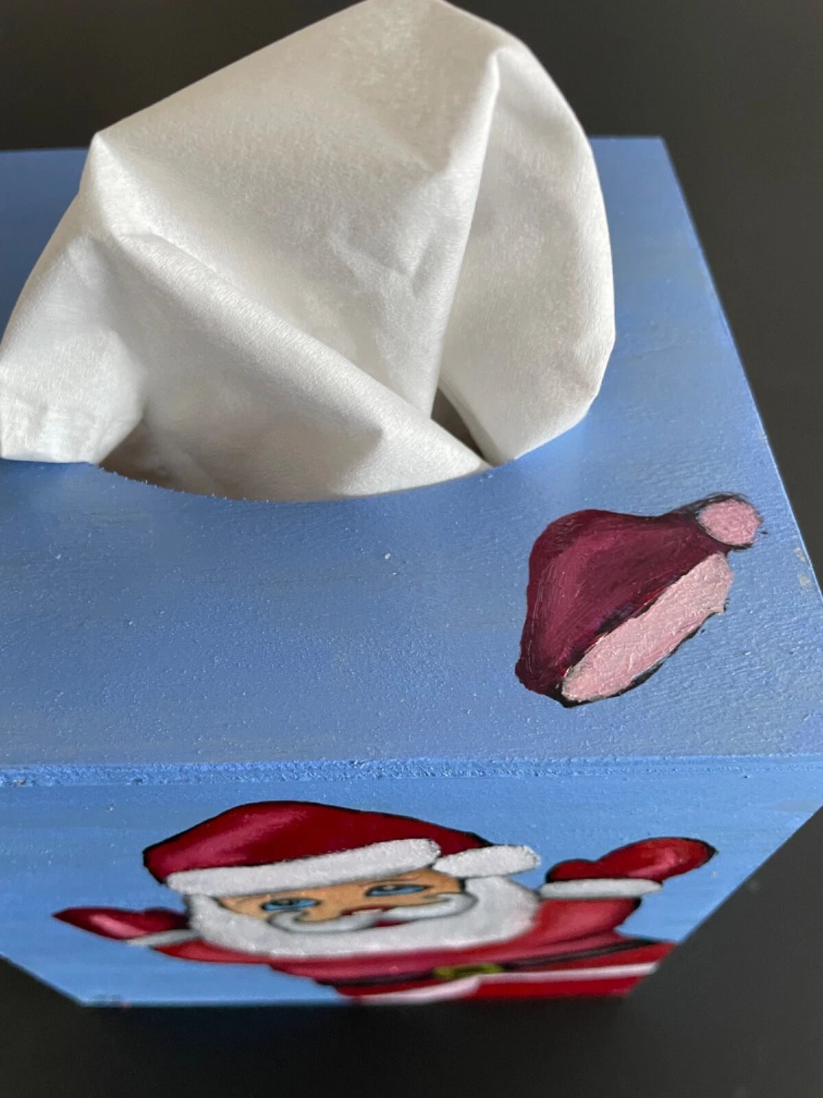 Hand painted wood tissue box cover cute happy Santa Claus | eBay