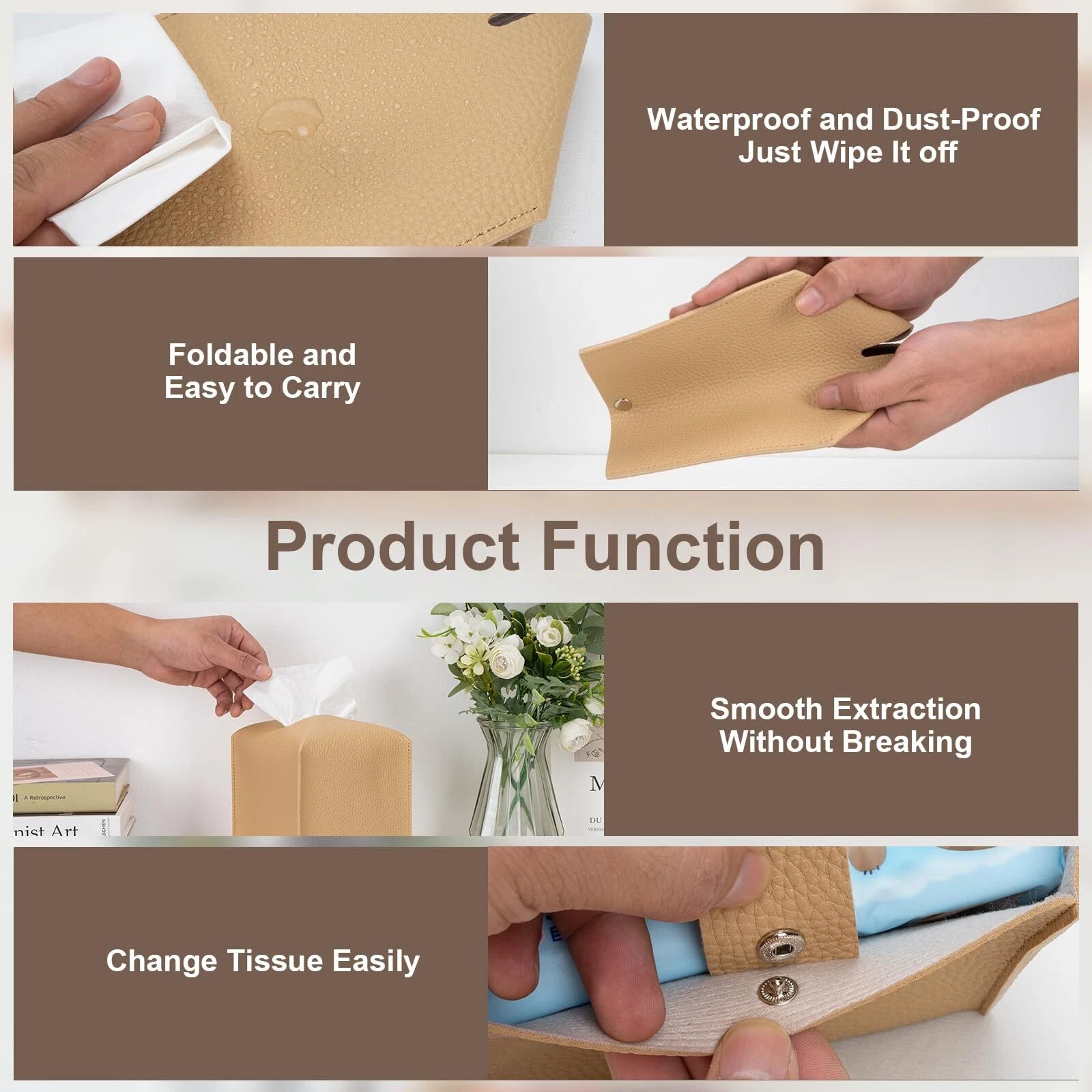 Leather Cube Tissue Box Holder for Bathroom Toilet Countertop Night Stands | eBay