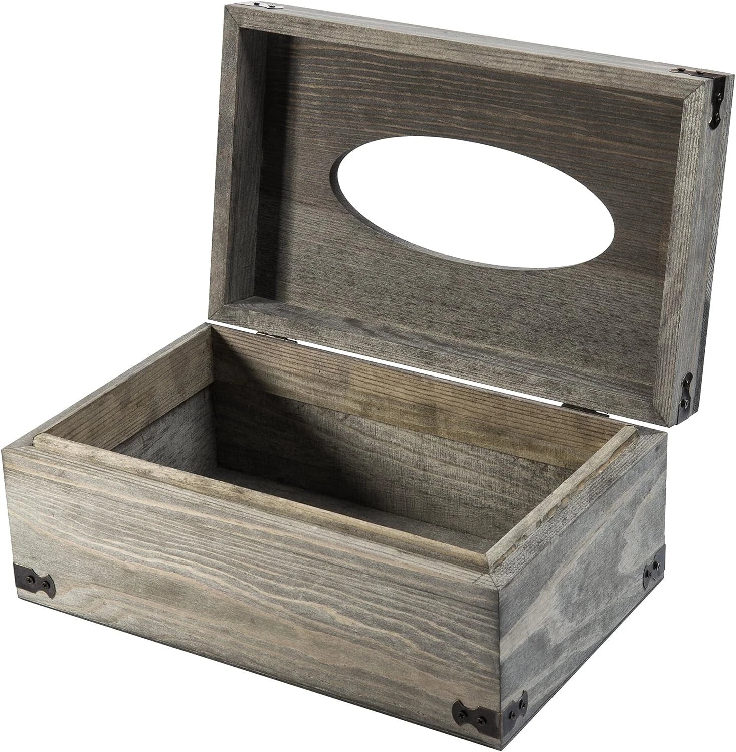 Bathroom Gray Wood Tissue Box Holder with Hinged Lid, Facial Tissue Box Holder | eBay