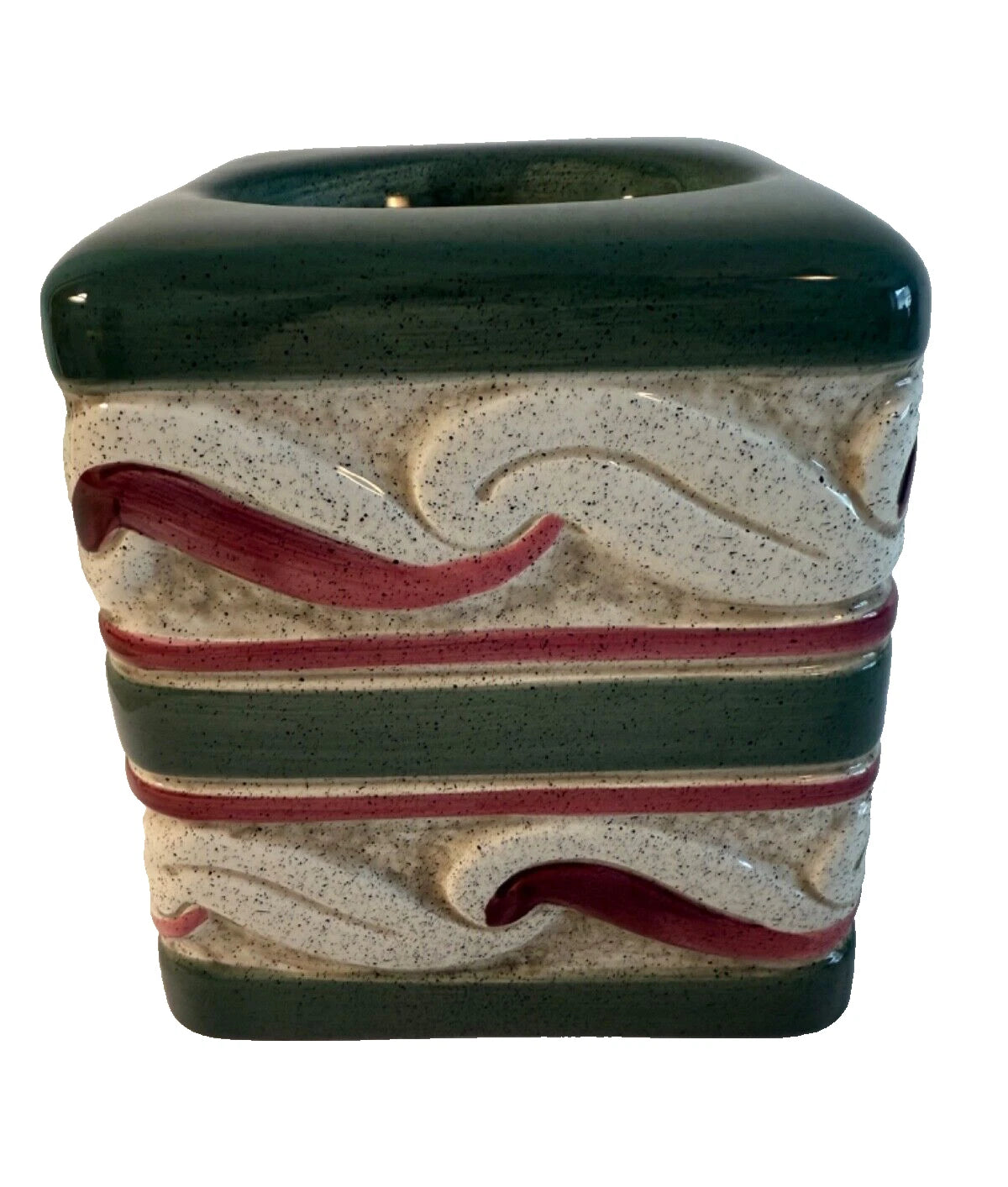 Ceramic Tissue Box Cover Beachy Waves Forest Green 6 x 6" Bathroom Handpainted | eBay