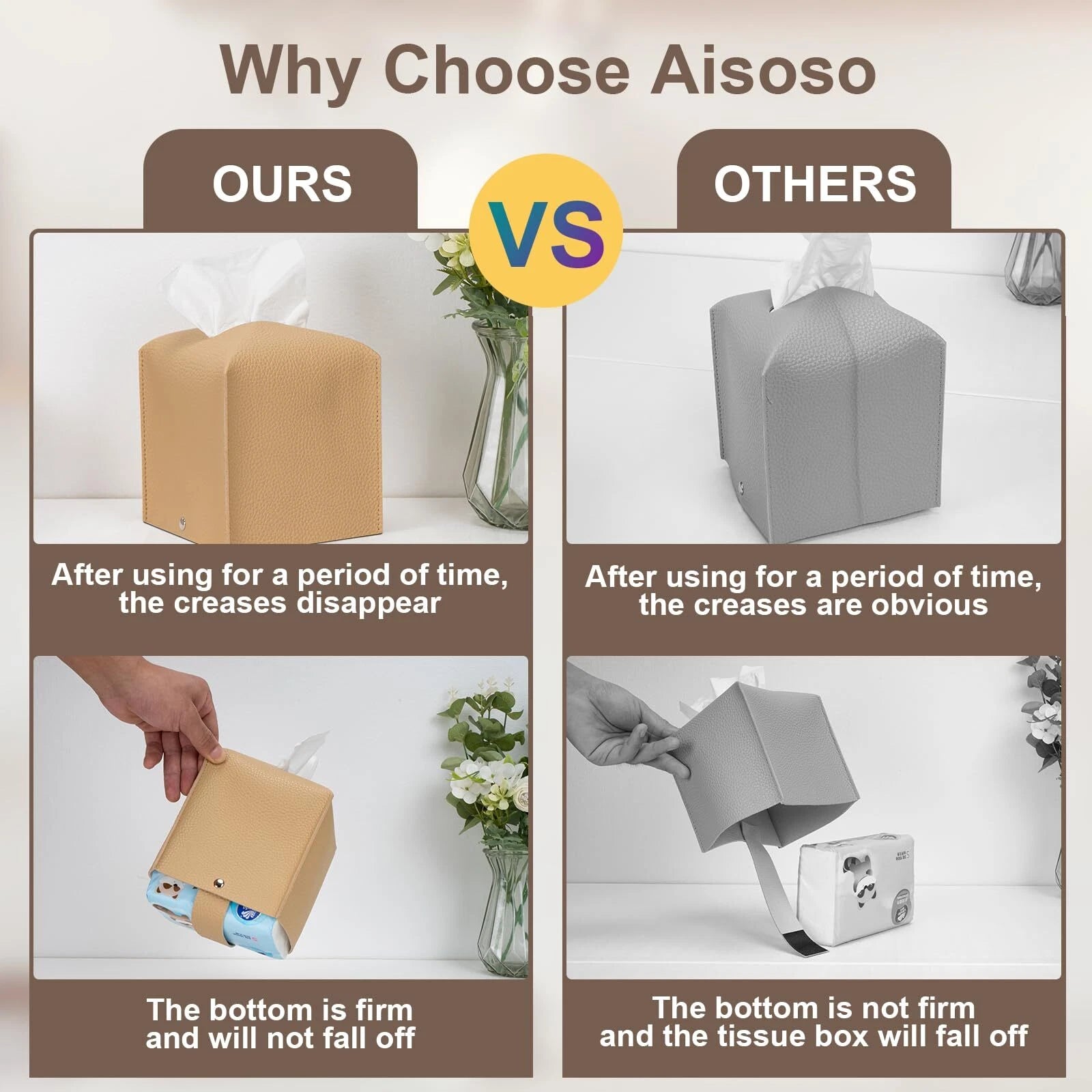 Leather Cube Tissue Box Holder for Bathroom Toilet Countertop Night Stands | eBay