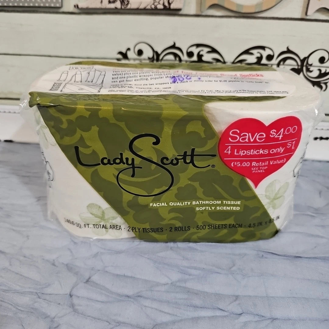 Vintage 1970 Lady Scott bathroom tissue in sealed plastic, green and pink floral | eBay