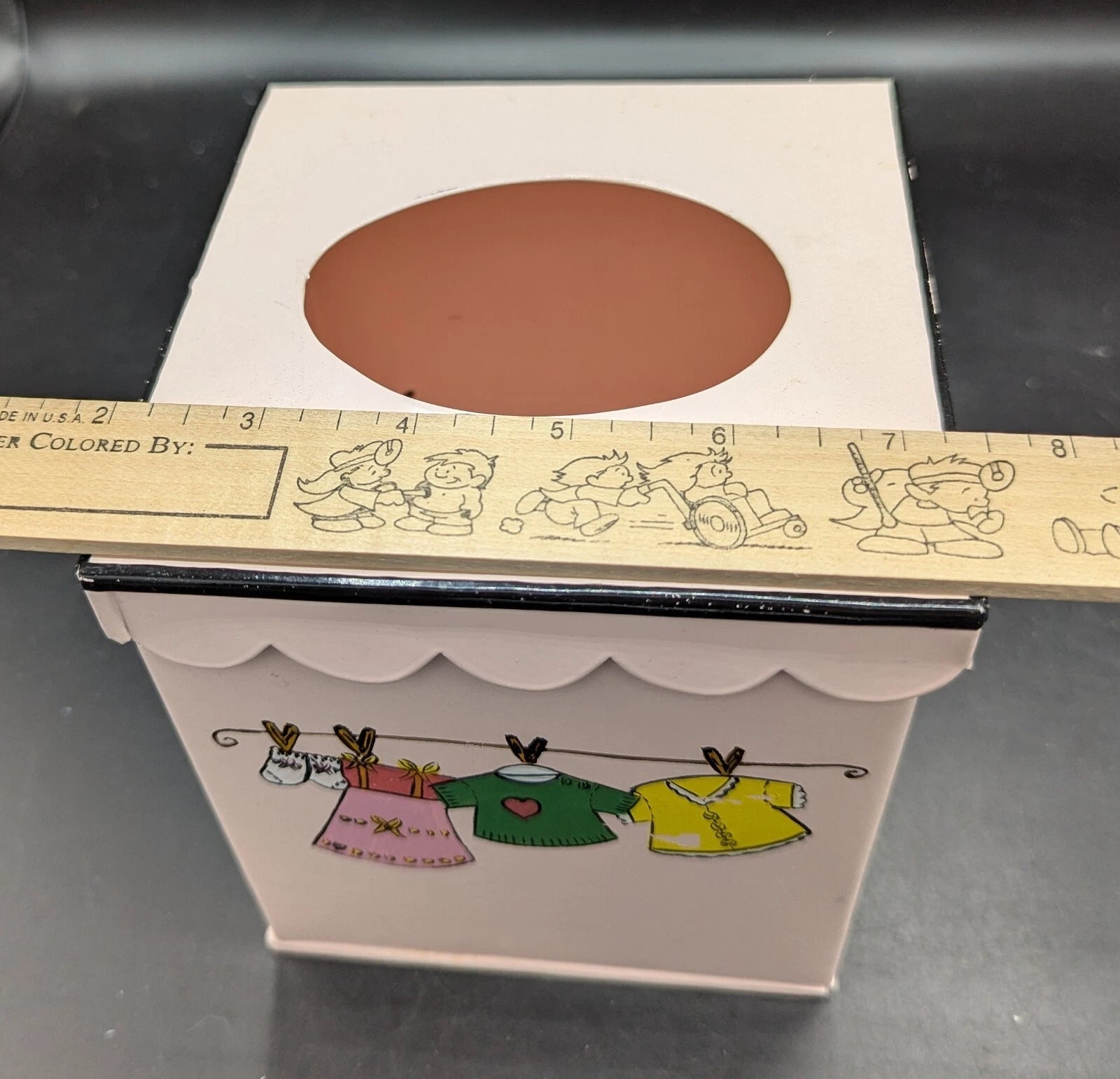 Tissue Box Cover Scalloped Edges Pink Laundry Room Funky Fun Metal | eBay