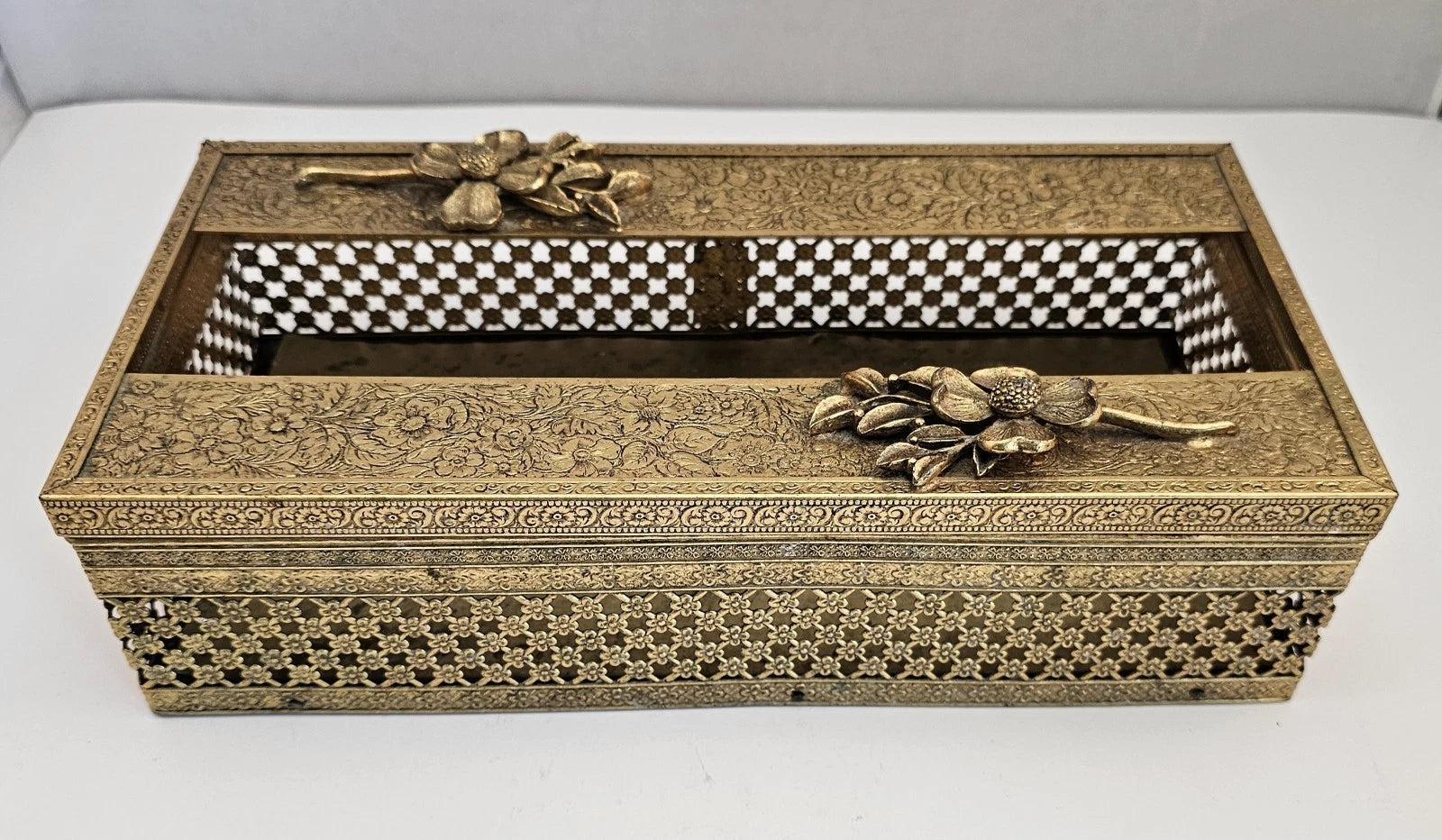 Set of 2 - Vintage Goldtone Metal Decorative Tissue Box Holders MCM | eBay