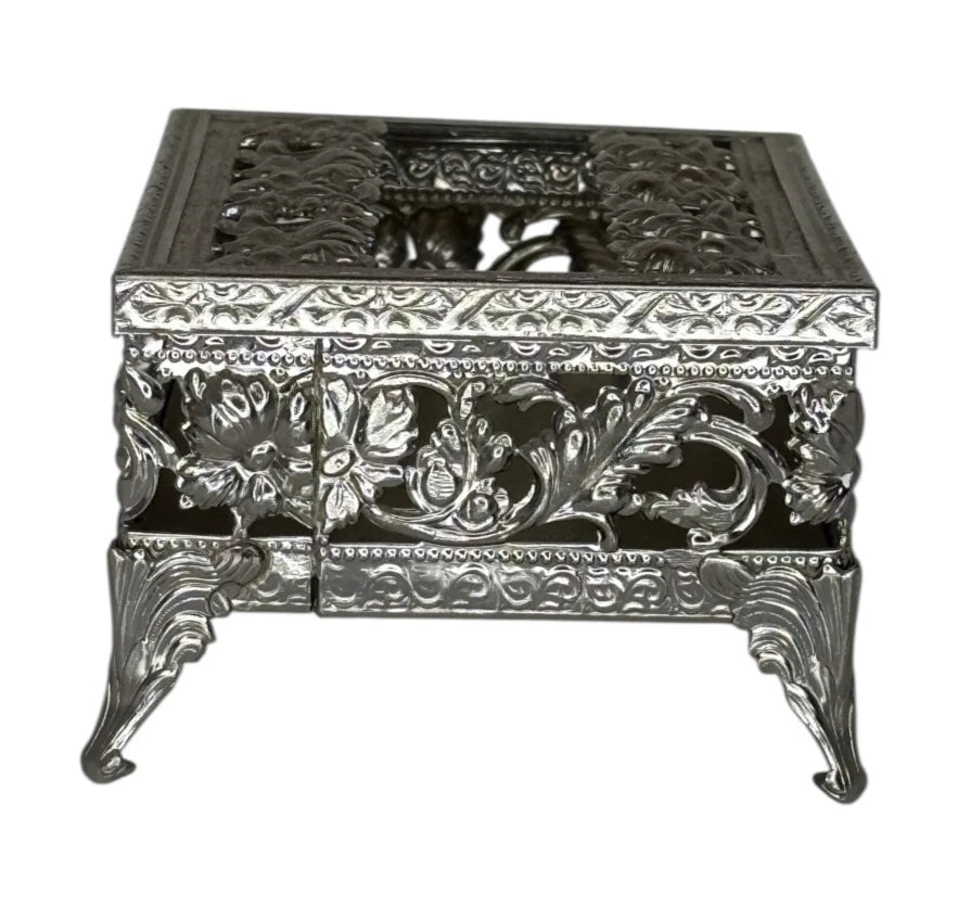 Hollywood Regency Silver Metal Filigree Small Tissue Box Holder Purse Size | eBay