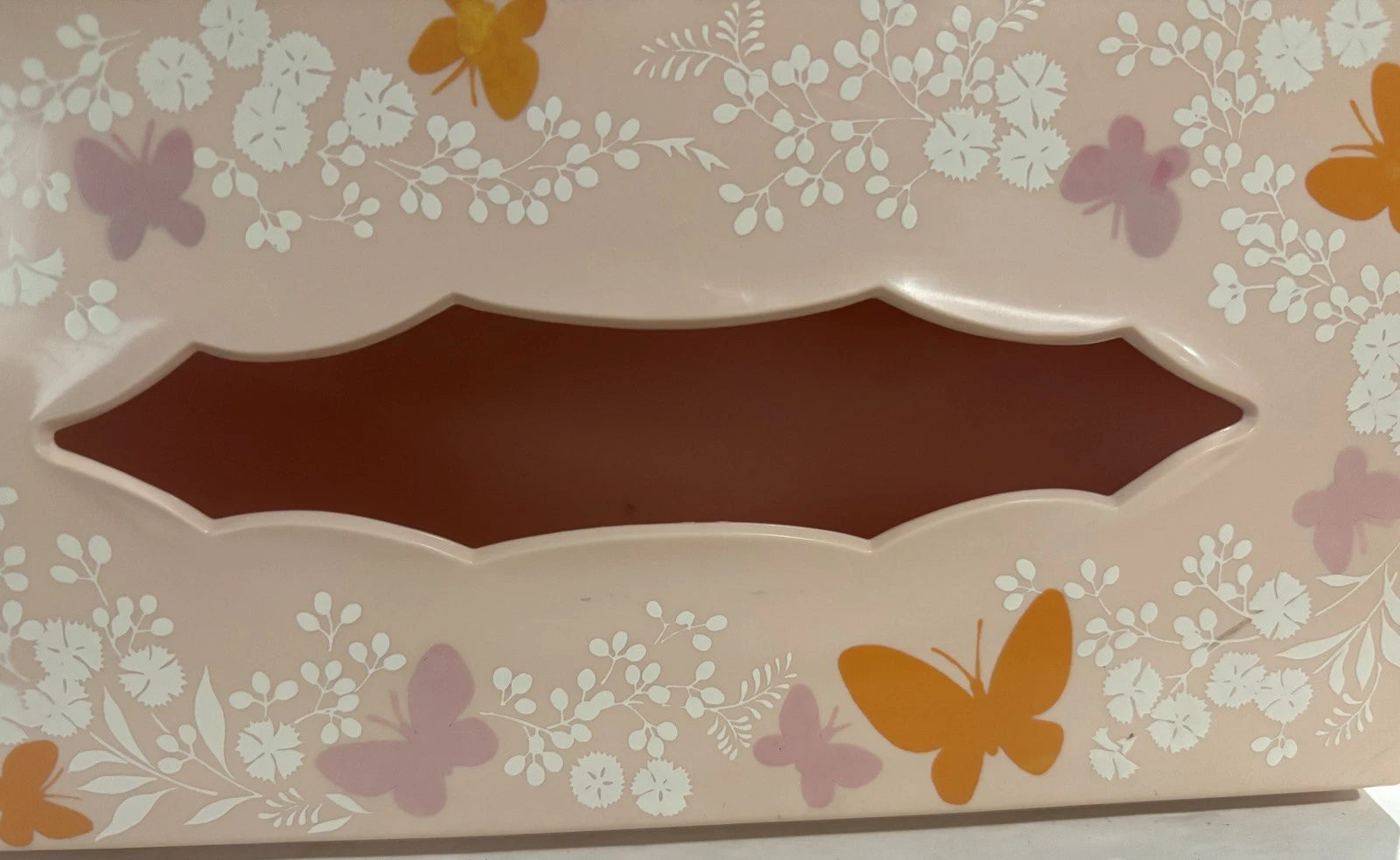 Vintage Acrylic Hinged Tissue Box Holder Butterflies / floral /pink | eBay
