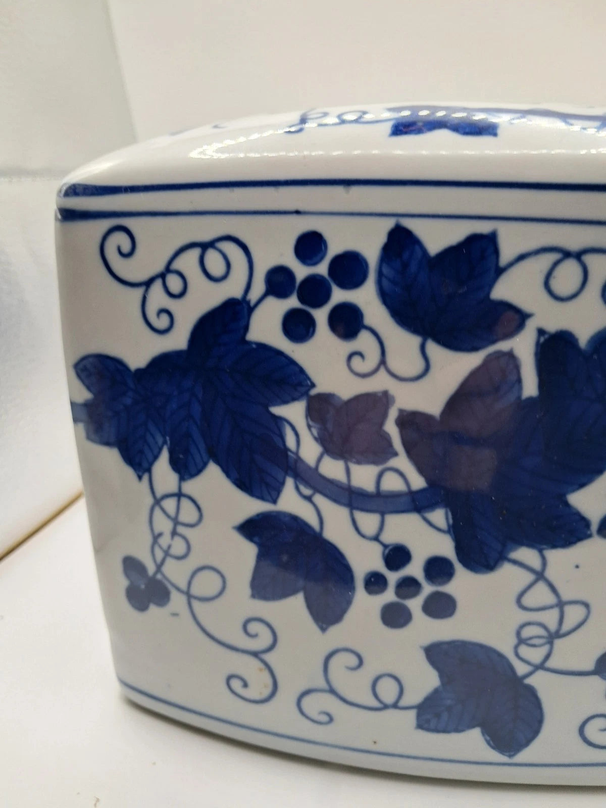 Blue White Grape Vine Leaves Heavy Ceramic Bathroom Tissue Holder 6 1/4" Square | eBay