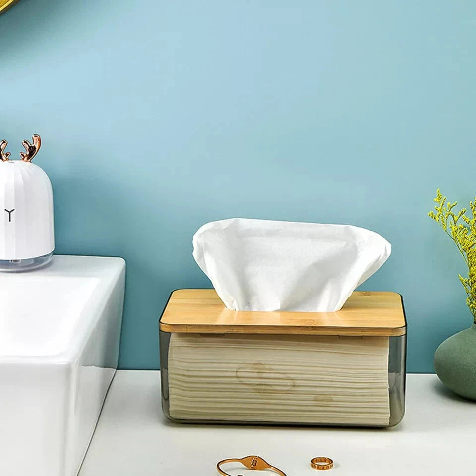 Tissue Box With Bamboo Lid For Home Bathroom Kitchen And Office Decoration | eBay