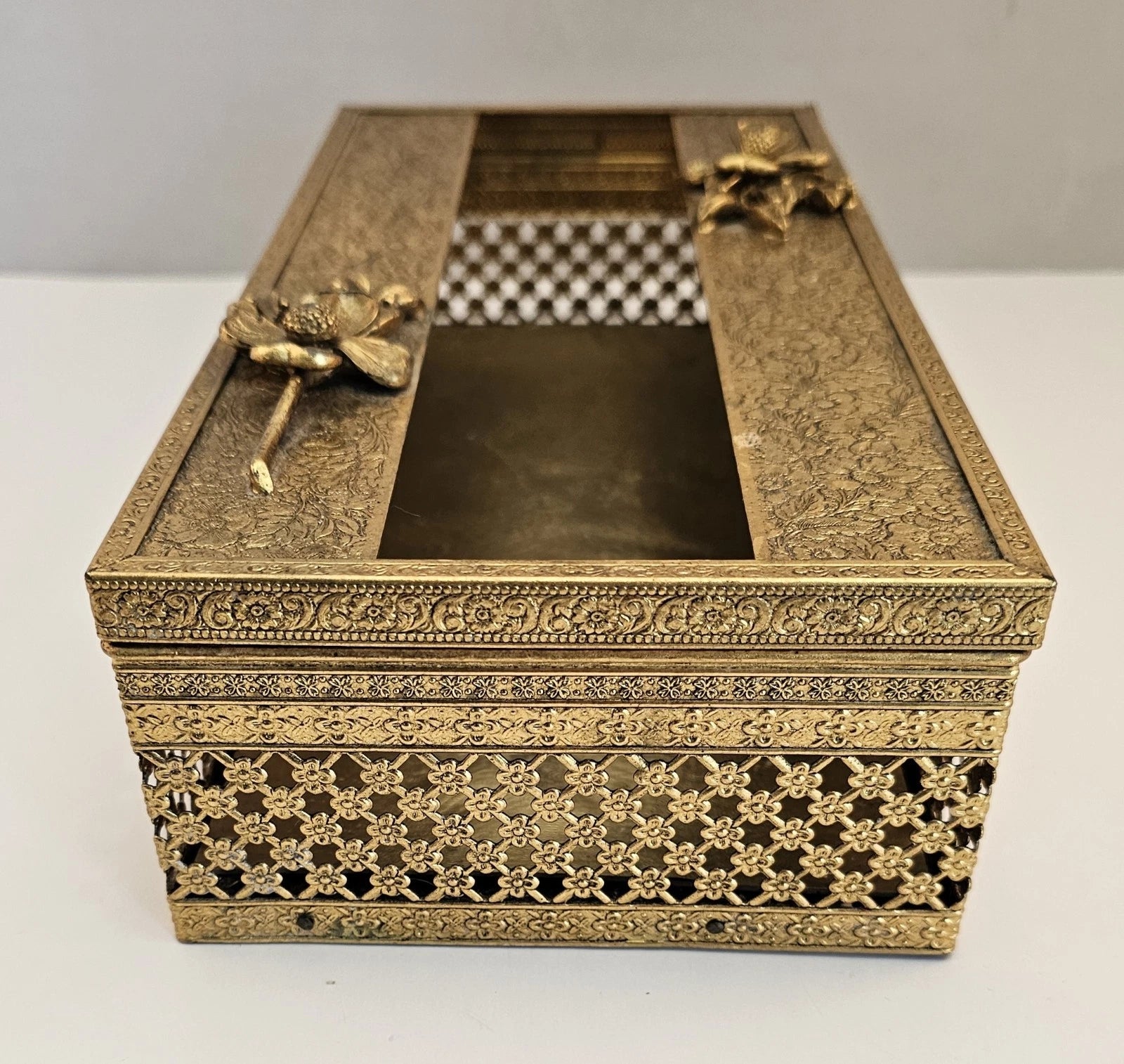 Set of 2 - Vintage Goldtone Metal Decorative Tissue Box Holders MCM | eBay