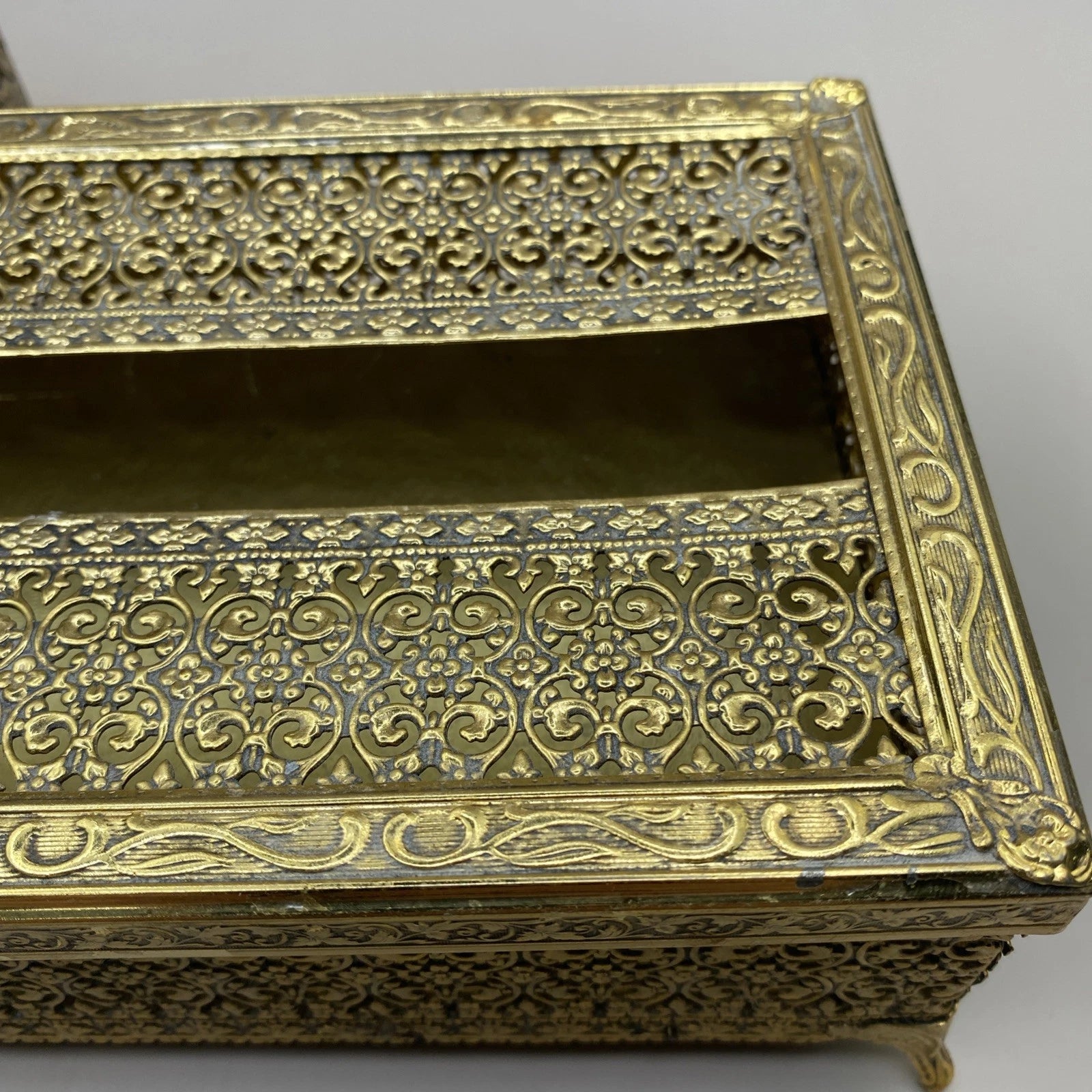 Hollywood Regency 2 Piece Bath Vanity Accessories Gold Tone Filigree Brass? | eBay