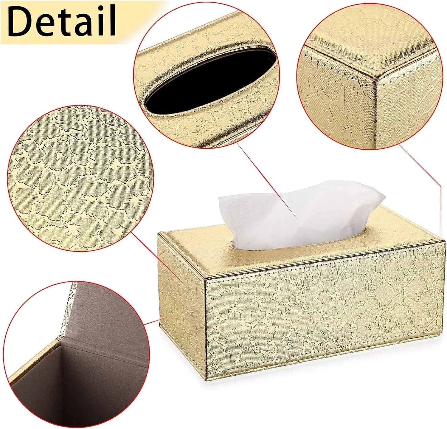Medium Gold Rectangular Tissue Box Cover with Magnetic Bottom for Vanity or Desk | eBay