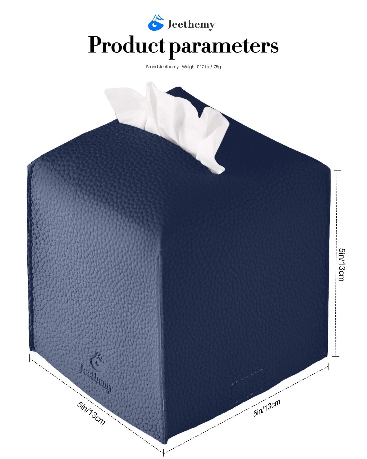 Tissue Box Cover, Square PU Leather Tissue Box Holder, Modern Single Navy Blue | eBay