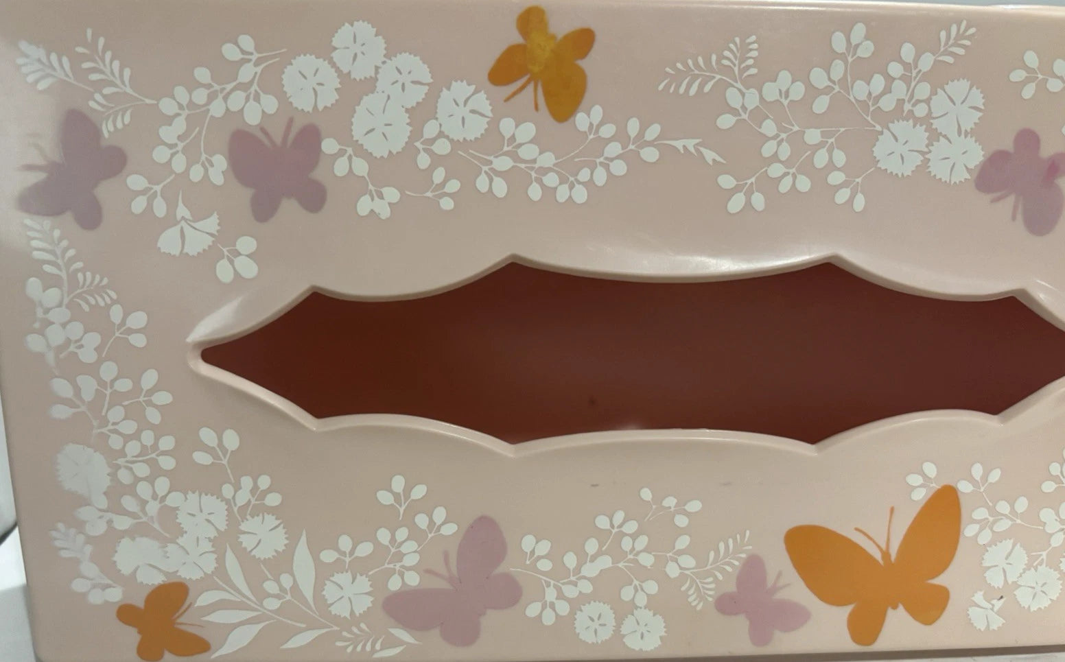 Vintage Acrylic Hinged Tissue Box Holder Butterflies / floral /pink | eBay