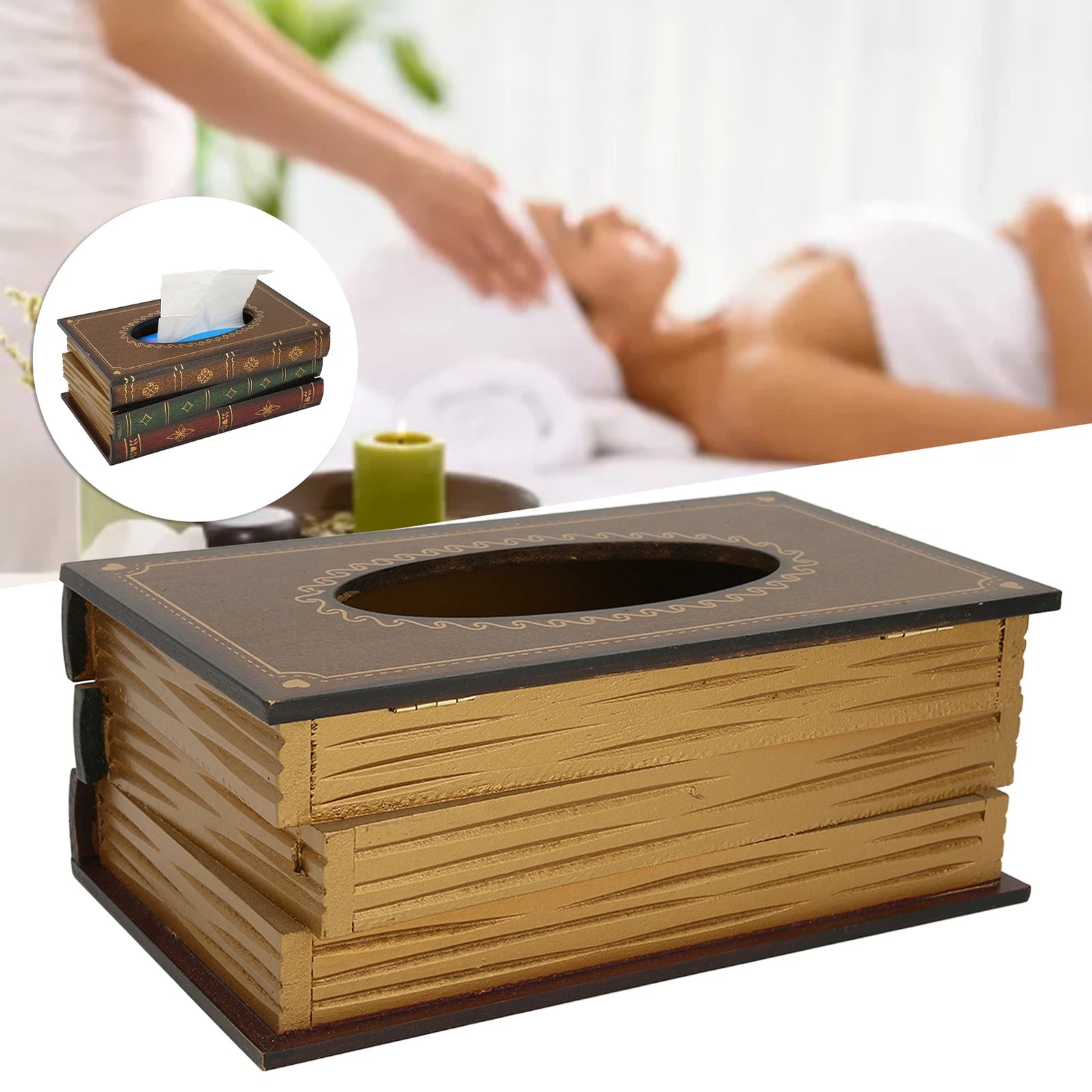 Book Tissue Box Cover Rectangular Tissue Holder Dispenser Paper Cover Case | eBay