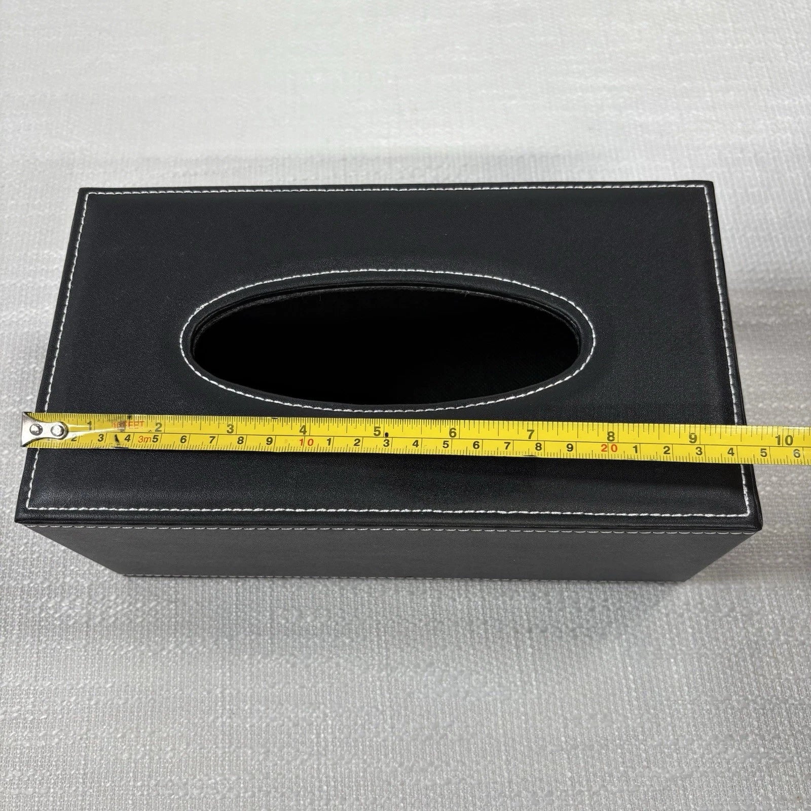 Faux Leather Tissue Box Holder, Rectangular Napkin Dispenser, Black White Trim | eBay