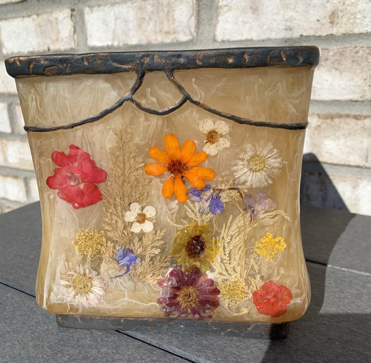 Vintage Acrylic Tissue Box Cover Fresh Fields Pressed Flowers So Pretty!! | eBay