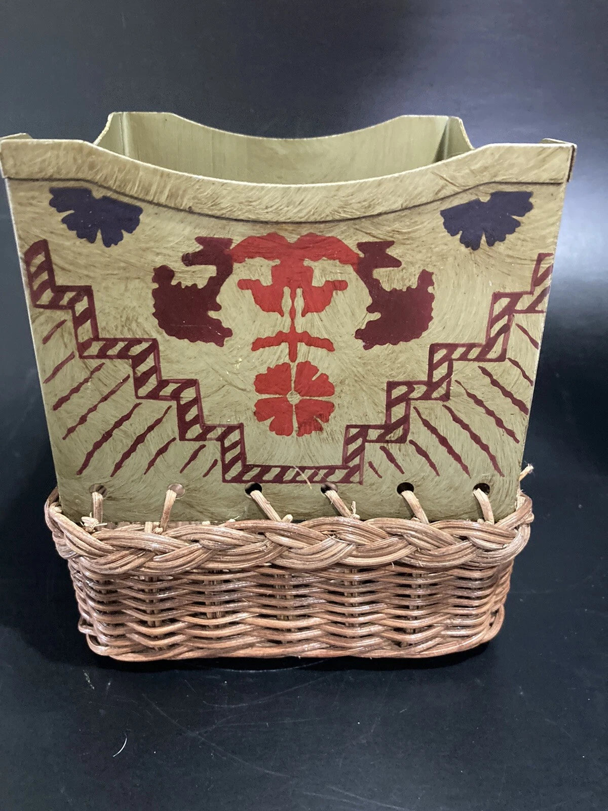 Wicker & Tin Tissue Box Cover Floral Design Green | eBay