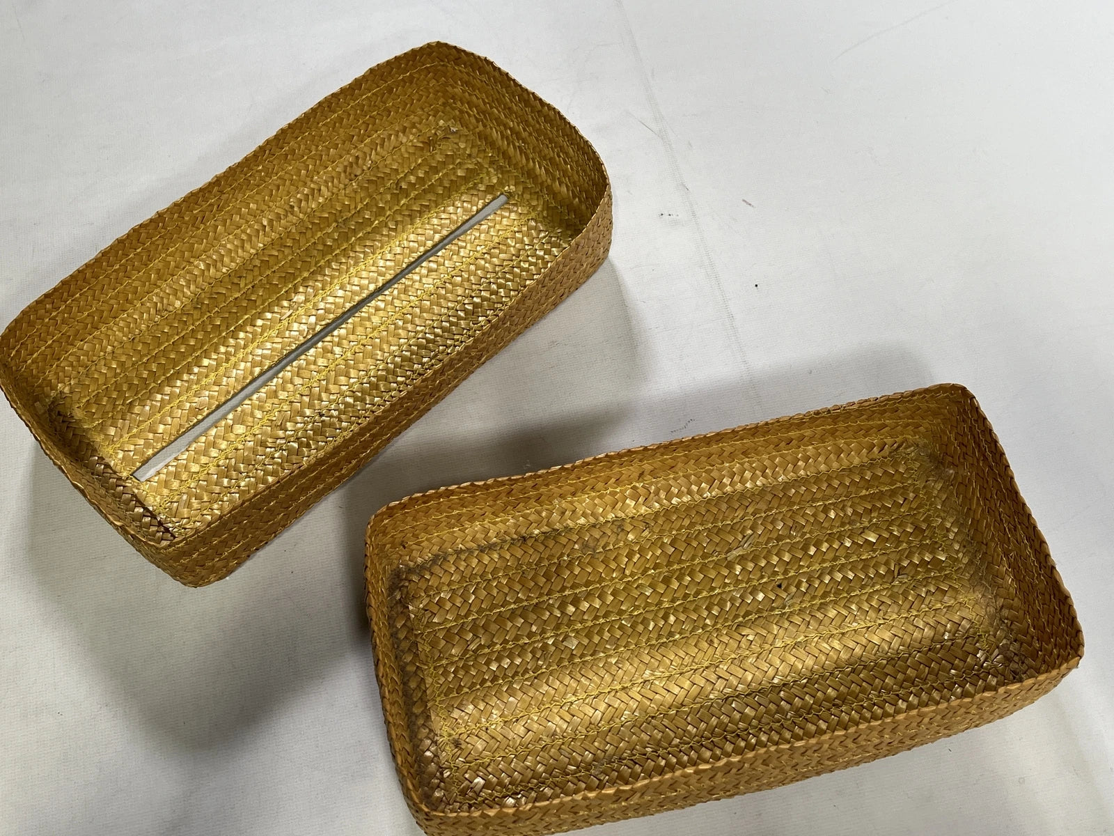 Tan Woven Basket Flat Tissue Box Holder EUC | eBay
