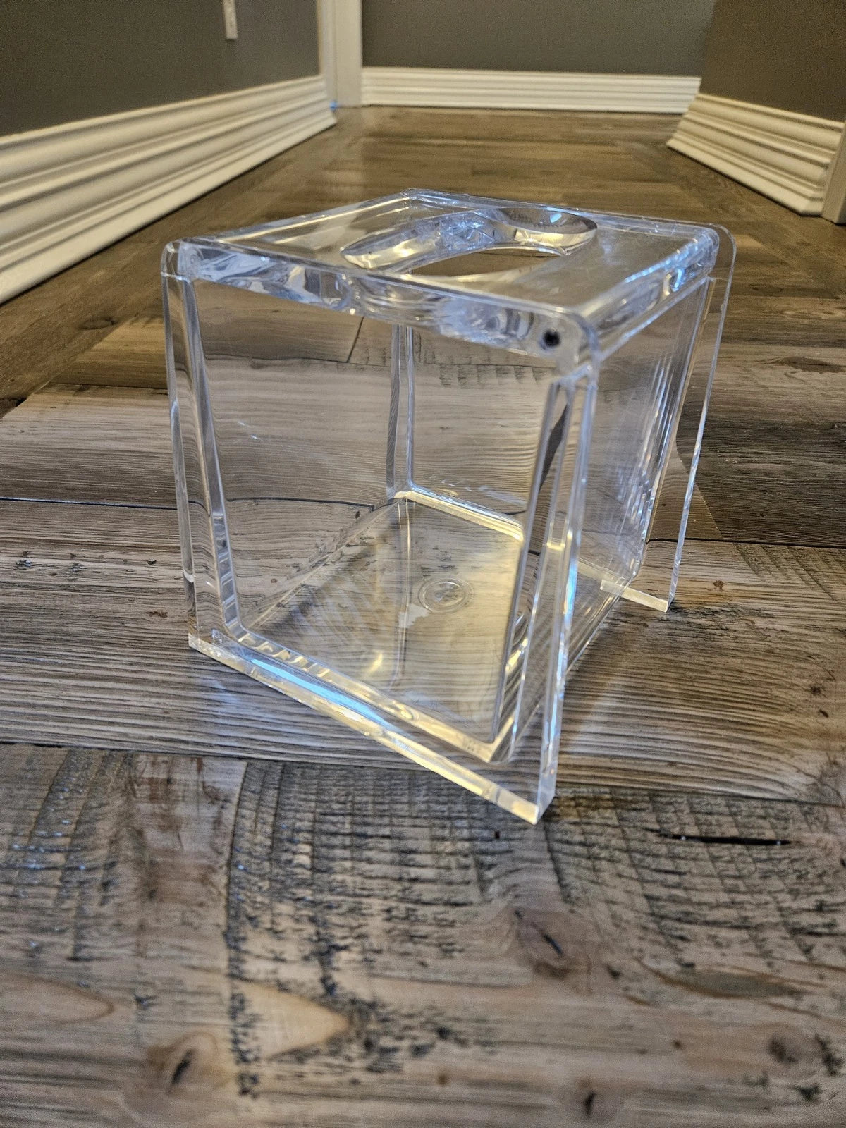 Vintage Grainware Lucite Acrylic Clear Tissue Holder Hinged Lid Square MOD | eBay
