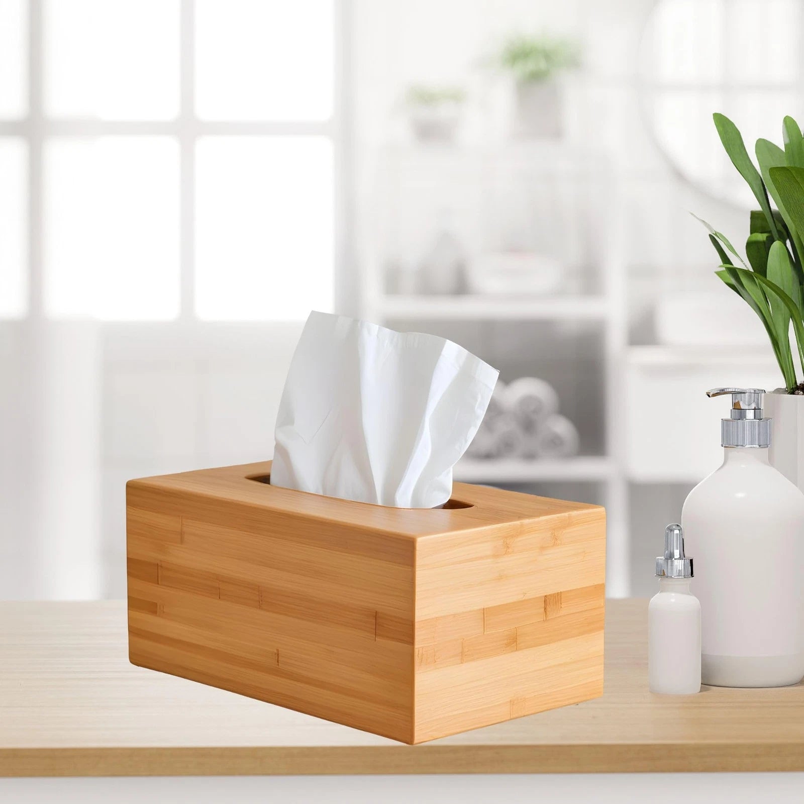 Rectangular Bamboo Tissue Box Cover, Water Resistant Wooden Facial Tissue Box fo | eBay