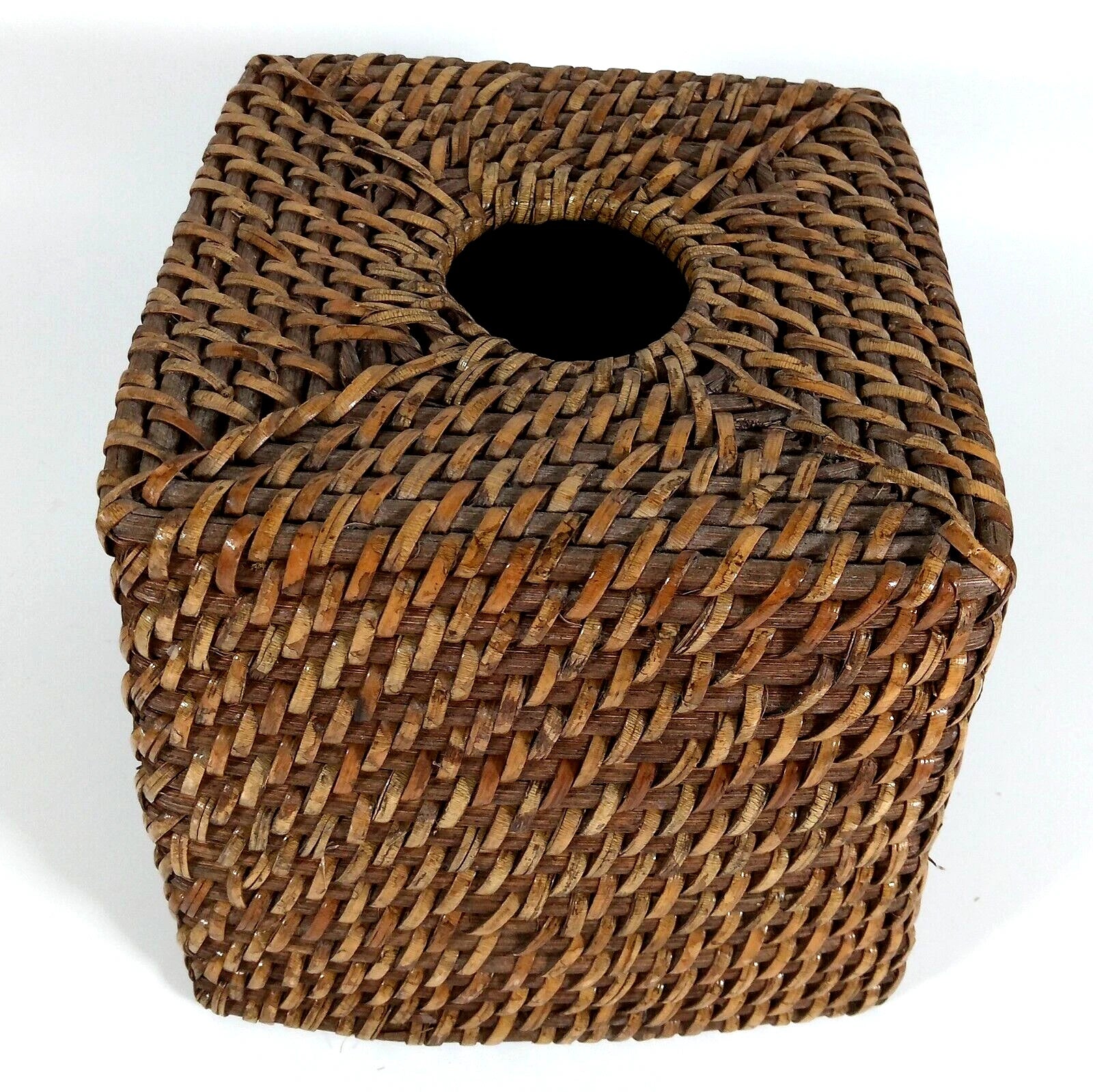 Vintage Wicker Rattan Wood Tissue Box Cover Holder Tropical Coastal Bohemian | eBay