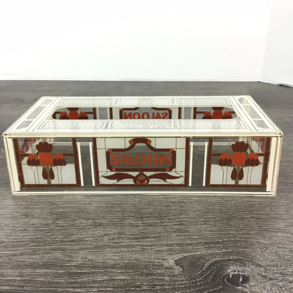 Vintage Acrylic Lucite Tissue Box Cover Holder Saloon Western Brown Rust Beige | eBay