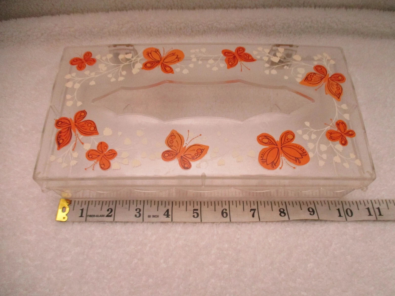 VTG MCM Wolff Clear Acrylic Butterfly Tissue Box Holder Hinged Lid Orange Yellow | eBay
