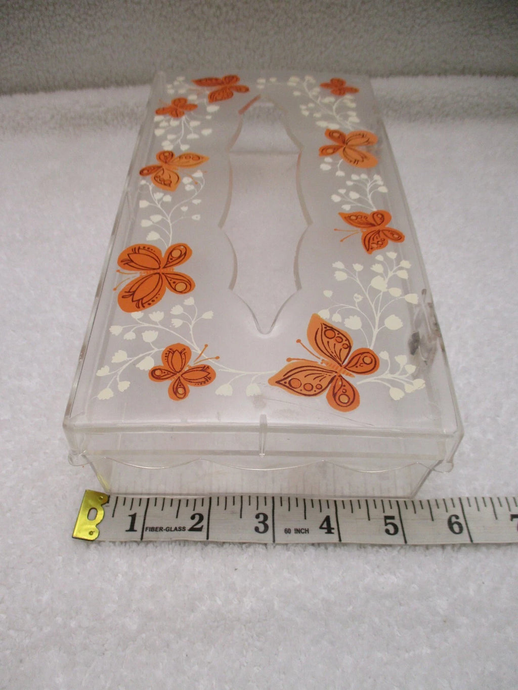 VTG MCM Wolff Clear Acrylic Butterfly Tissue Box Holder Hinged Lid Orange Yellow | eBay