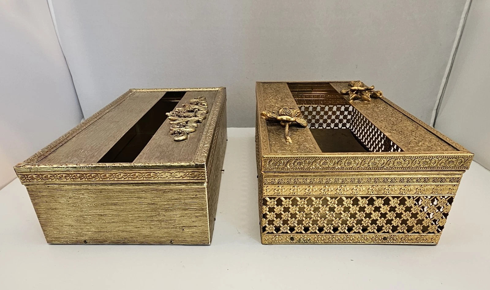 Set of 2 - Vintage Goldtone Metal Decorative Tissue Box Holders MCM | eBay