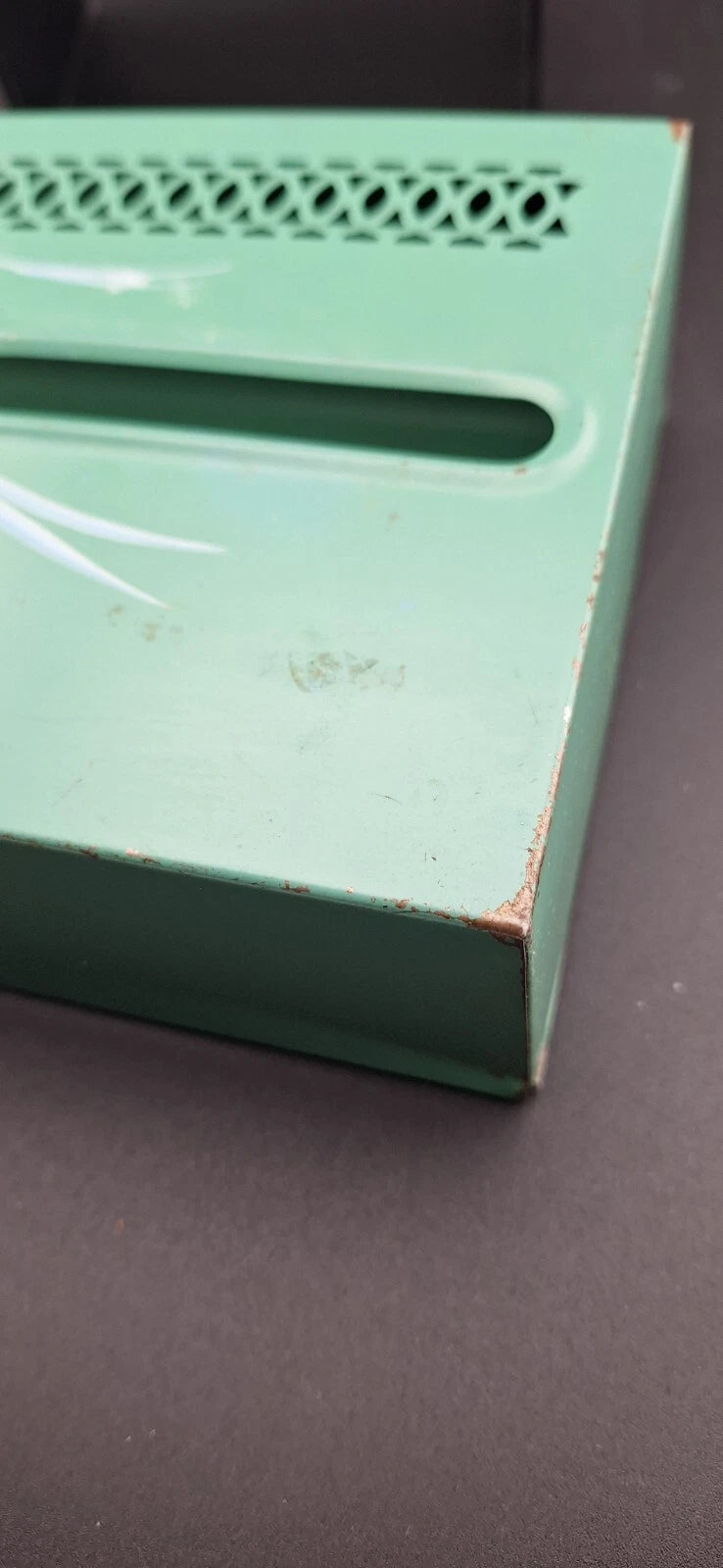 Vintage Tole Painted Metal Tissue Box Holder Retro Cottage Chic Roses on Green | eBay
