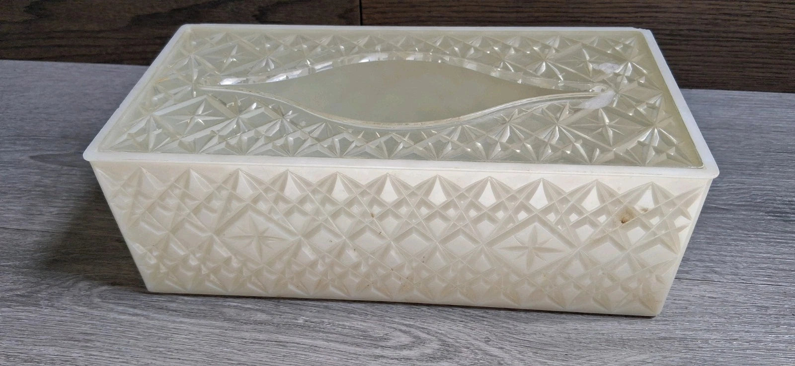 1963 Vtg Tissue Kleenex Box Starburst Acrylic MCM Atomic Clear/Faux Milk Glass | eBay