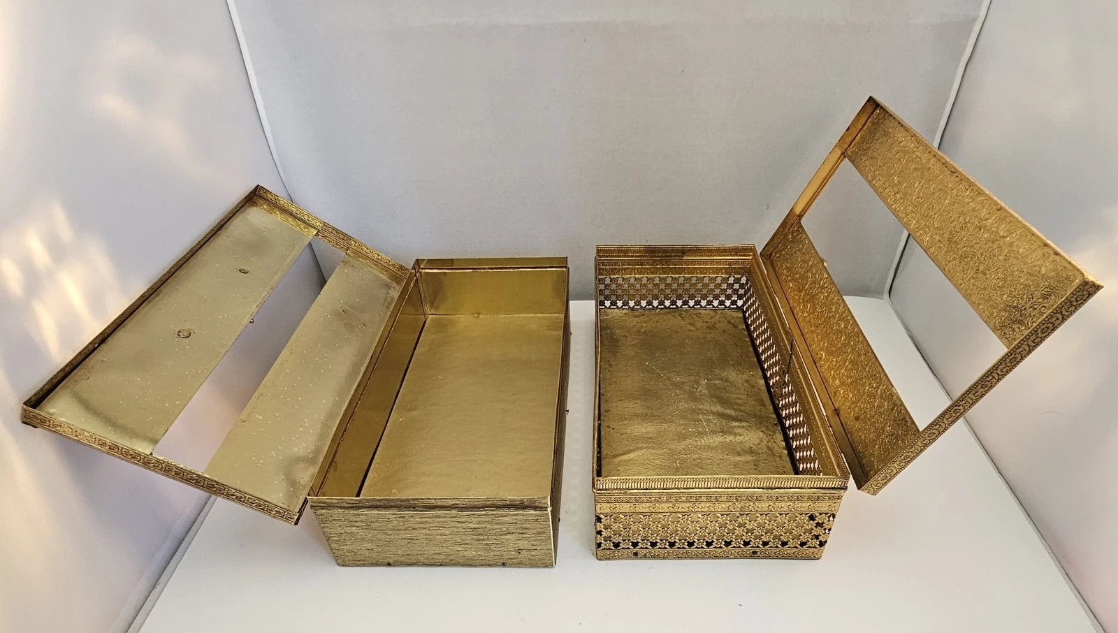 Set of 2 - Vintage Goldtone Metal Decorative Tissue Box Holders MCM | eBay