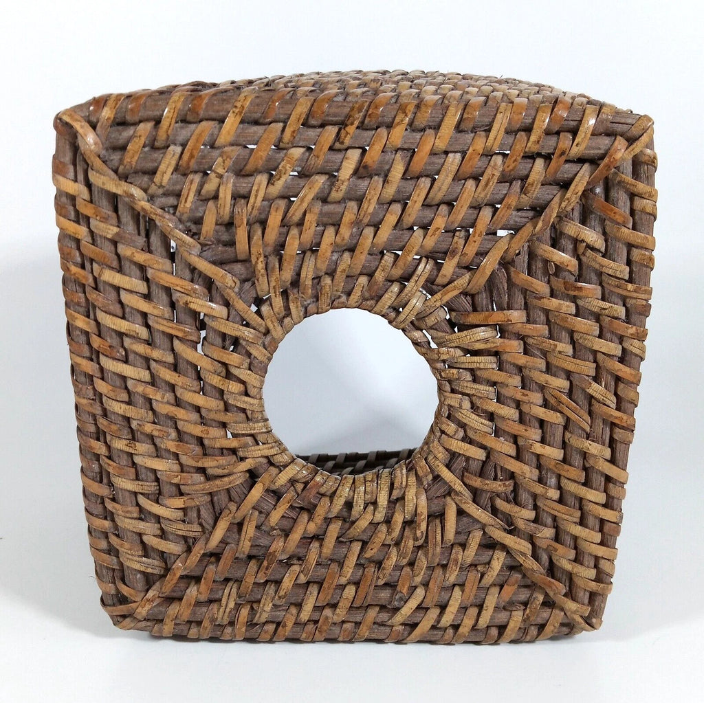 Vintage Wicker Rattan Wood Tissue Box Cover Holder Tropical Coastal Bohemian | eBay