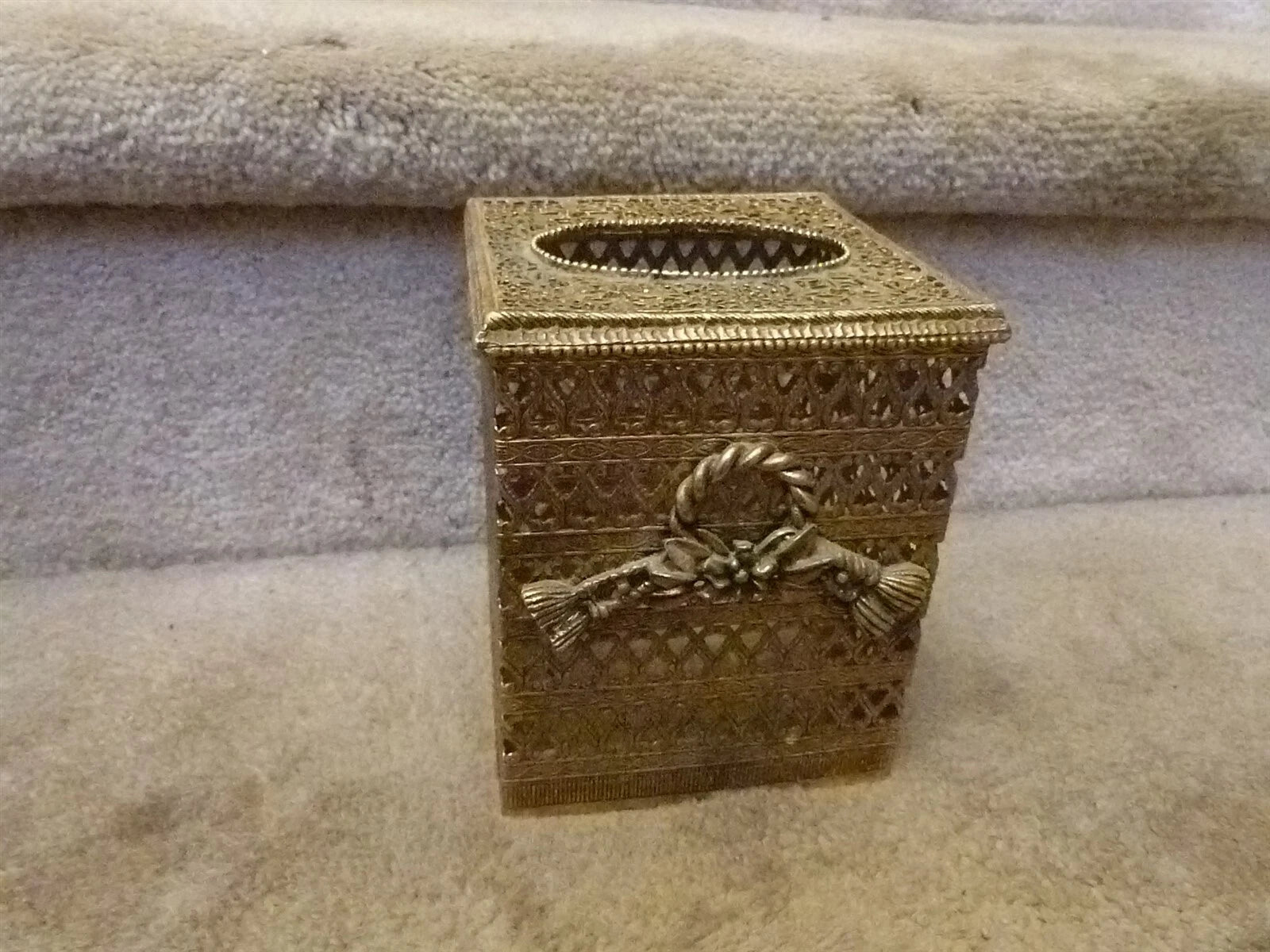 VINTAGE Mid Century Hollywood Regency Ornate Gold Tissue Box Cover Tassles EUC | eBay