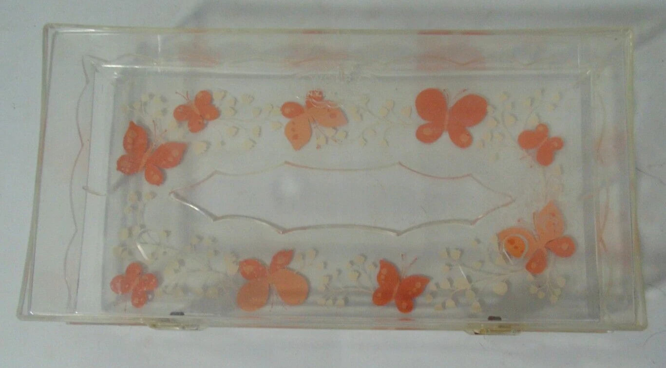 Vintage Wolff Products Tissue Box Cover Home Decor Clear with Coral Butterflies | eBay
