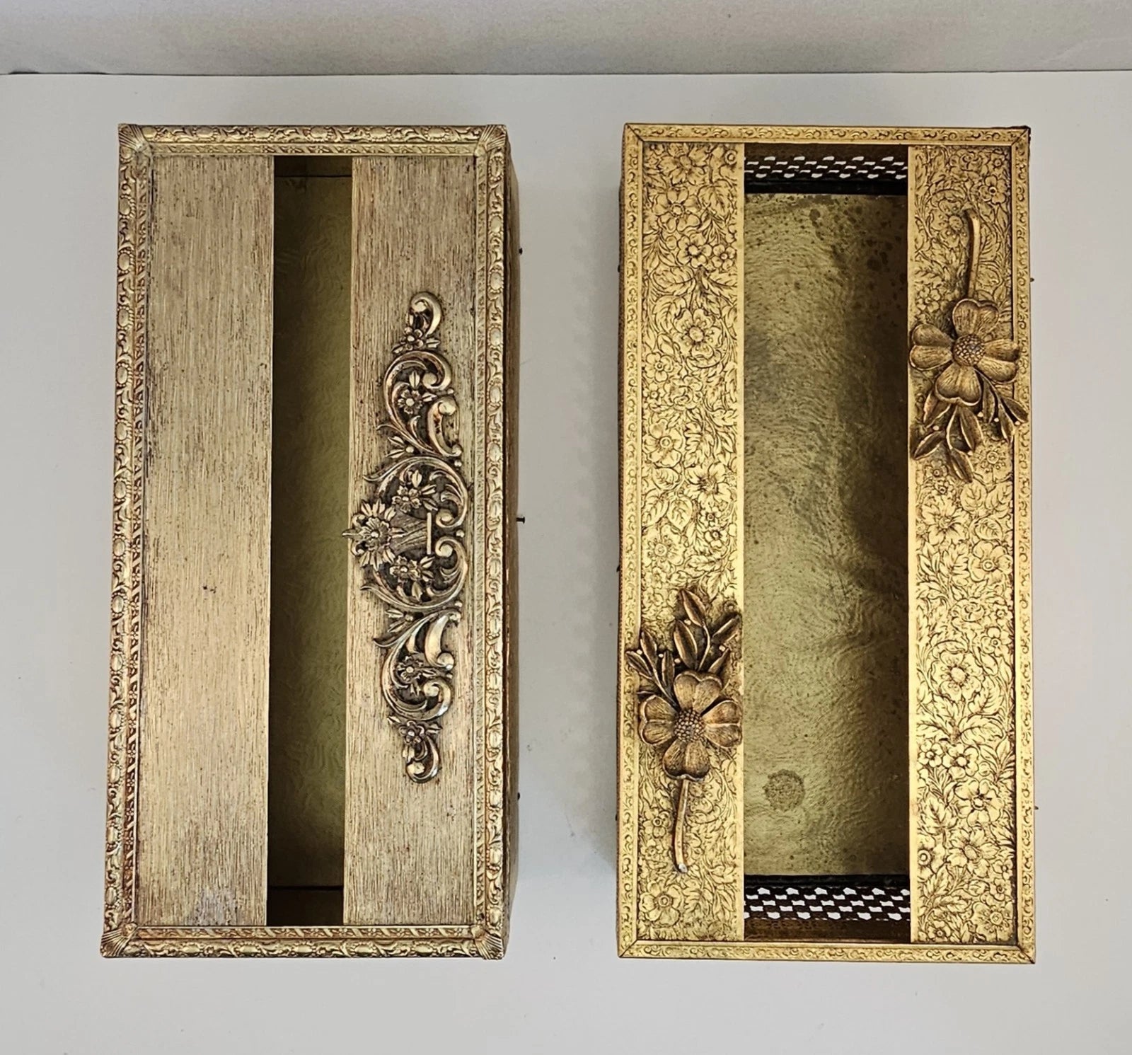 Set of 2 - Vintage Goldtone Metal Decorative Tissue Box Holders MCM | eBay