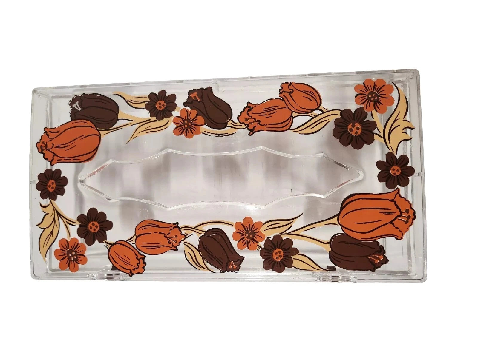 VTG Flower Boho Retro Tissue Box Cover Holder Cottagecore Floral Neutral Acrylic | eBay