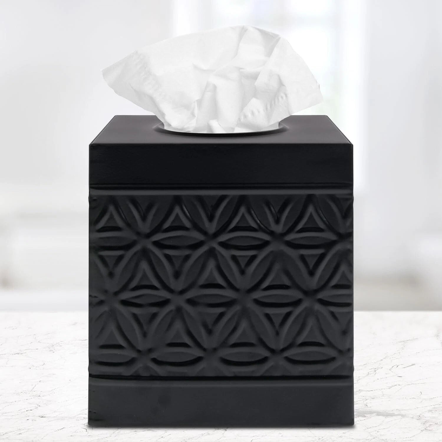 Autumn Alley Black Tissue Box Cover Square, Matte Black Bathroom Accessories | eBay