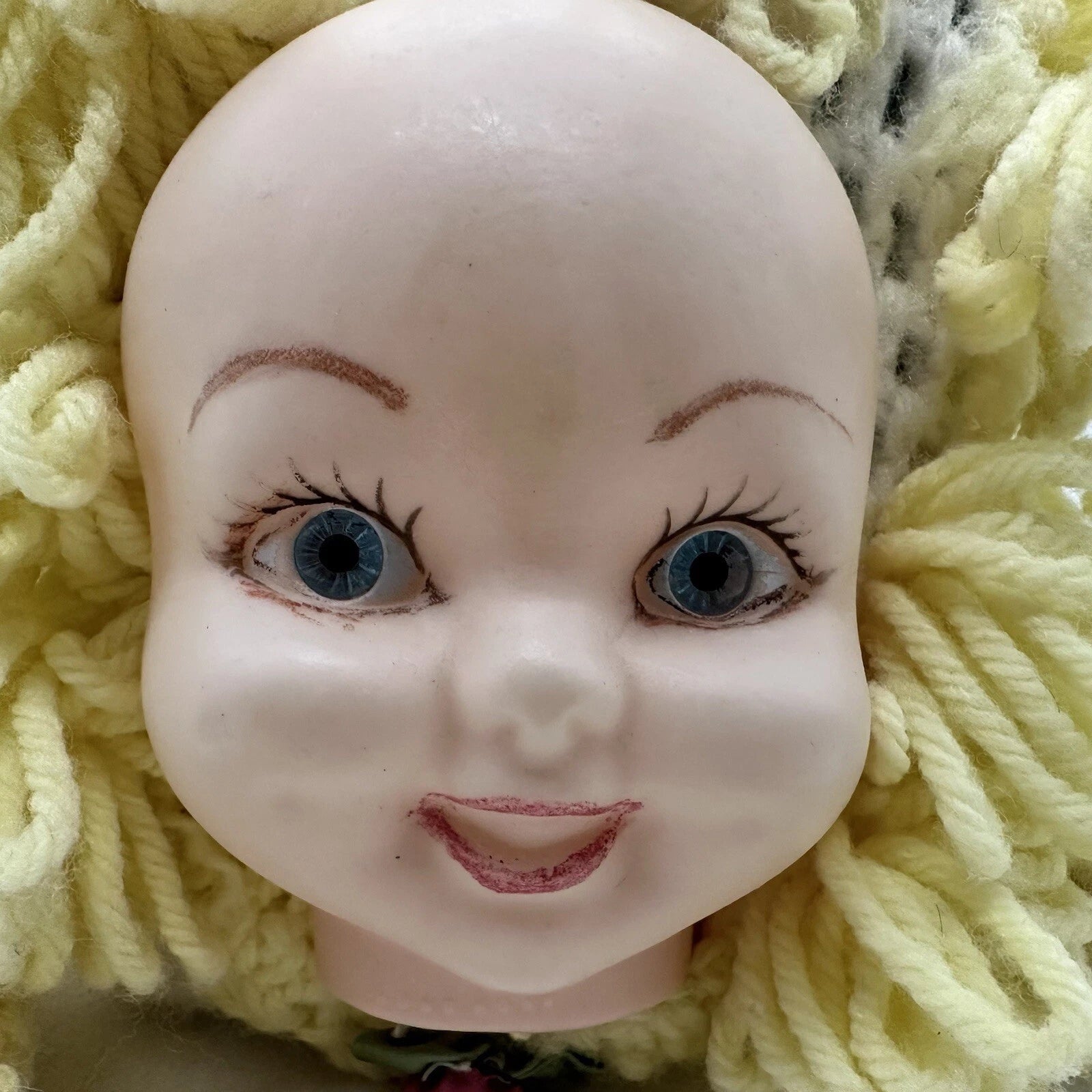 Vintage Doll Head Face Tissue Box Cover Dispenser Crocheted Kitschy Creepy | eBay