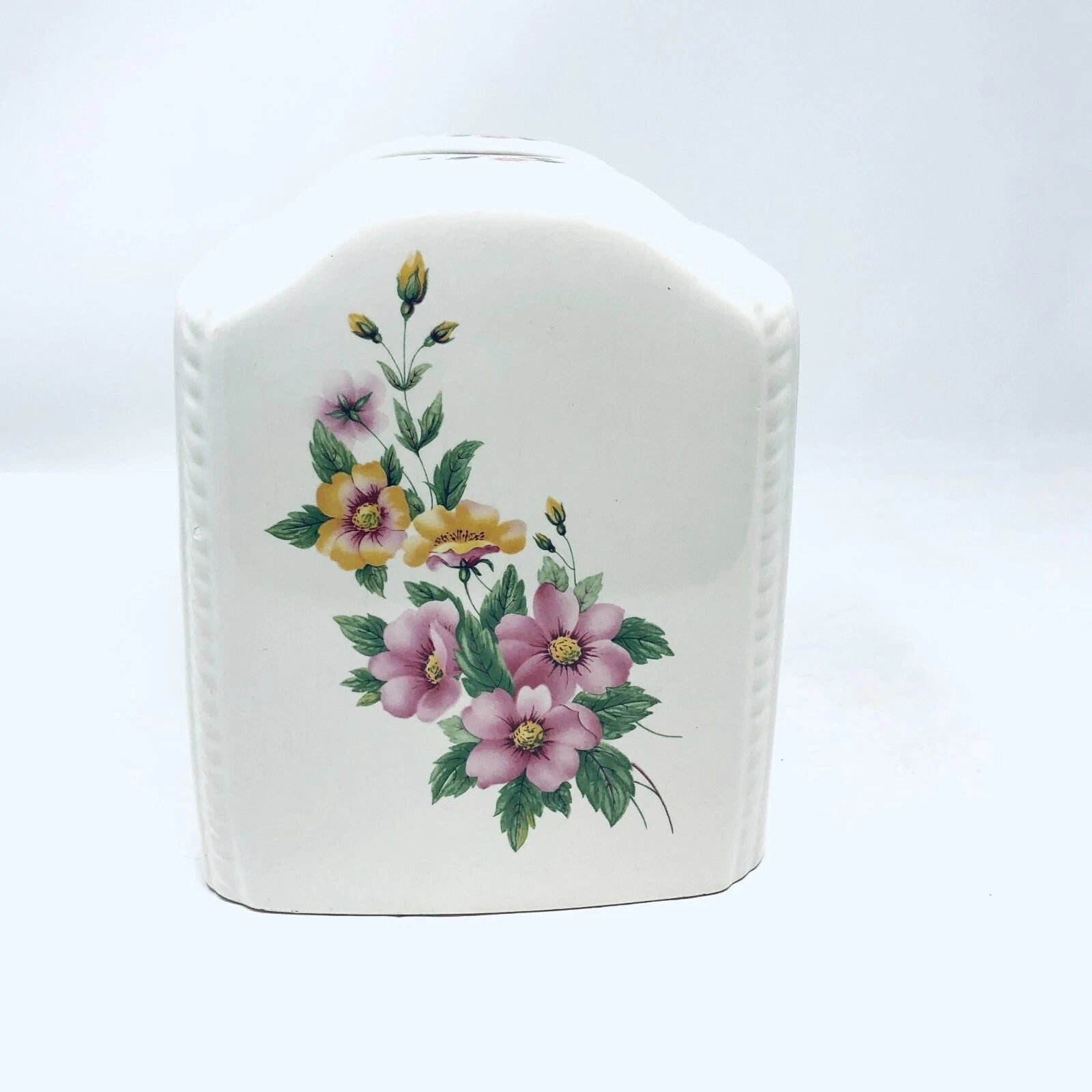 Vintage Ceramic Tissue Box Cover Athena Pink Floral Shabby Chic USA | eBay