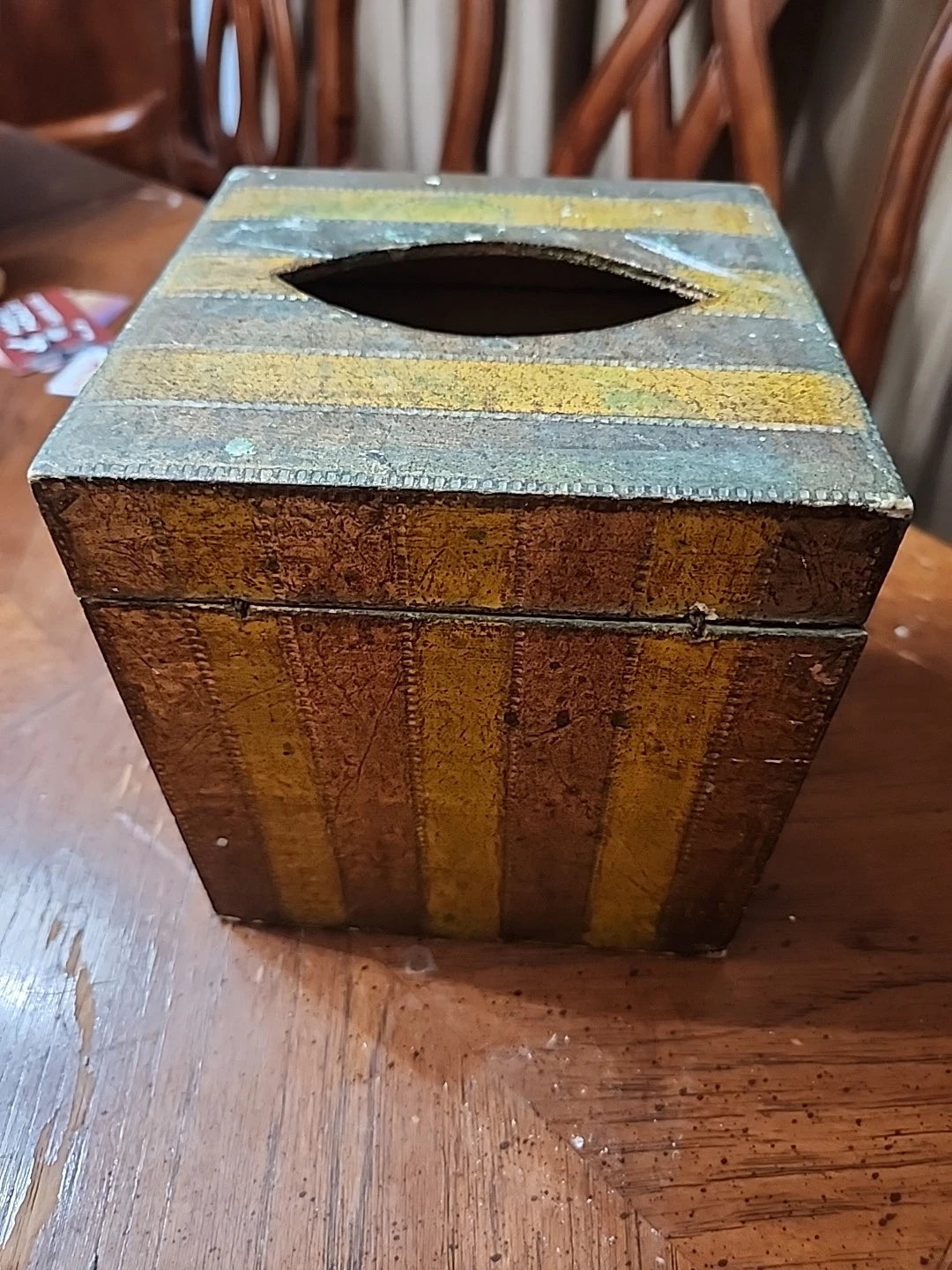 Vintage Italy Florentine Gold And Green Wood Tissue Box Holder | eBay