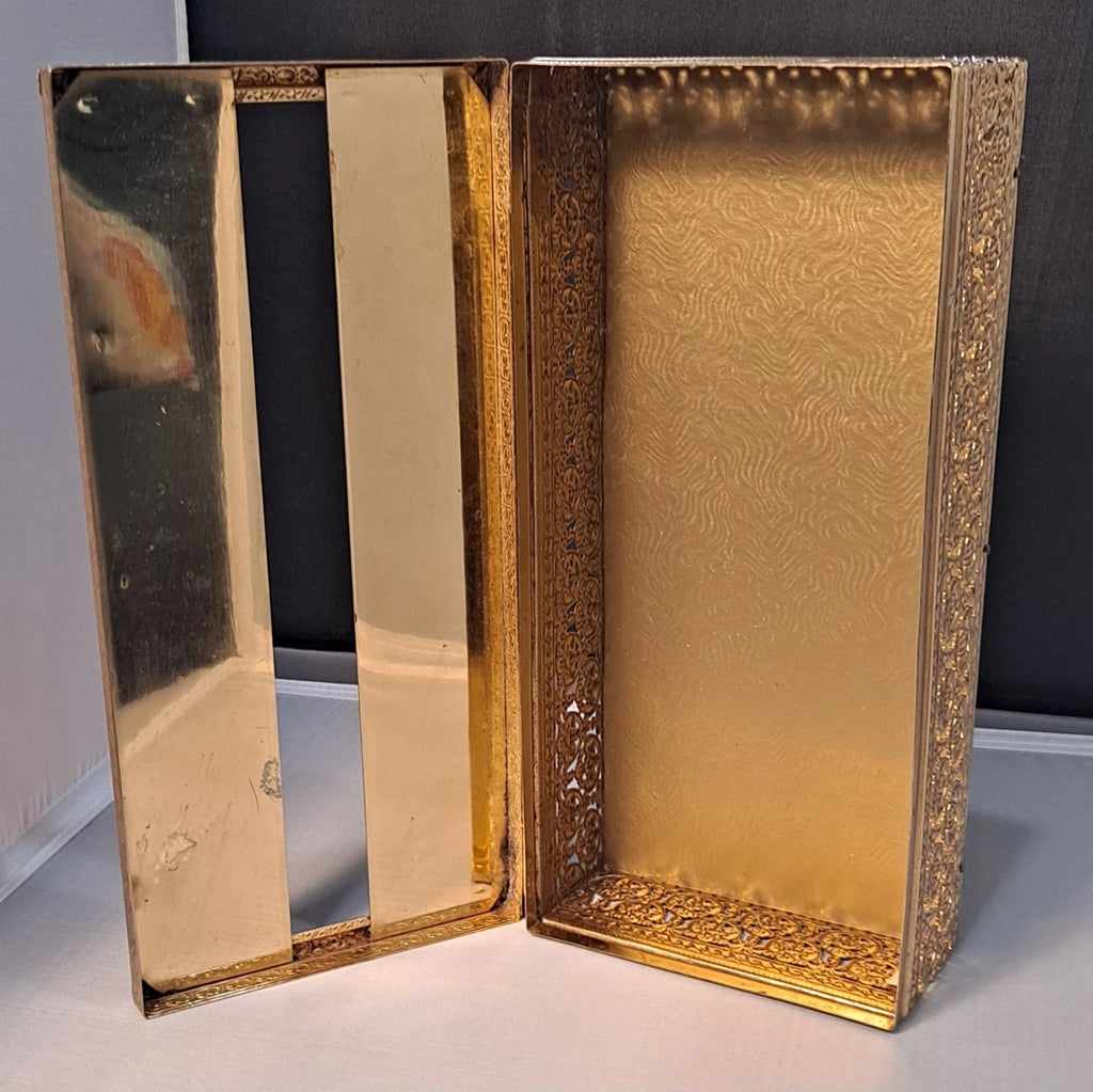 Vtg Gold Filigree Tissue Box Holder Gilted Hinged Hollywood Regency Flowers | eBay