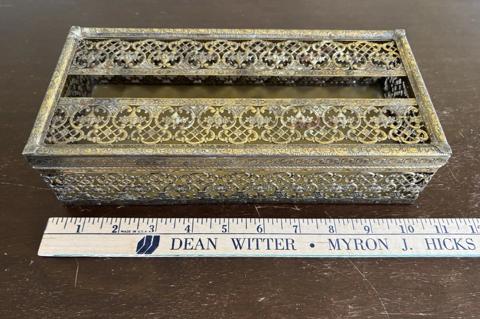 Vintage Gold Tone Metal Filigree Tissue Box Cover Hinged Lid * PLEASE READ * | eBay