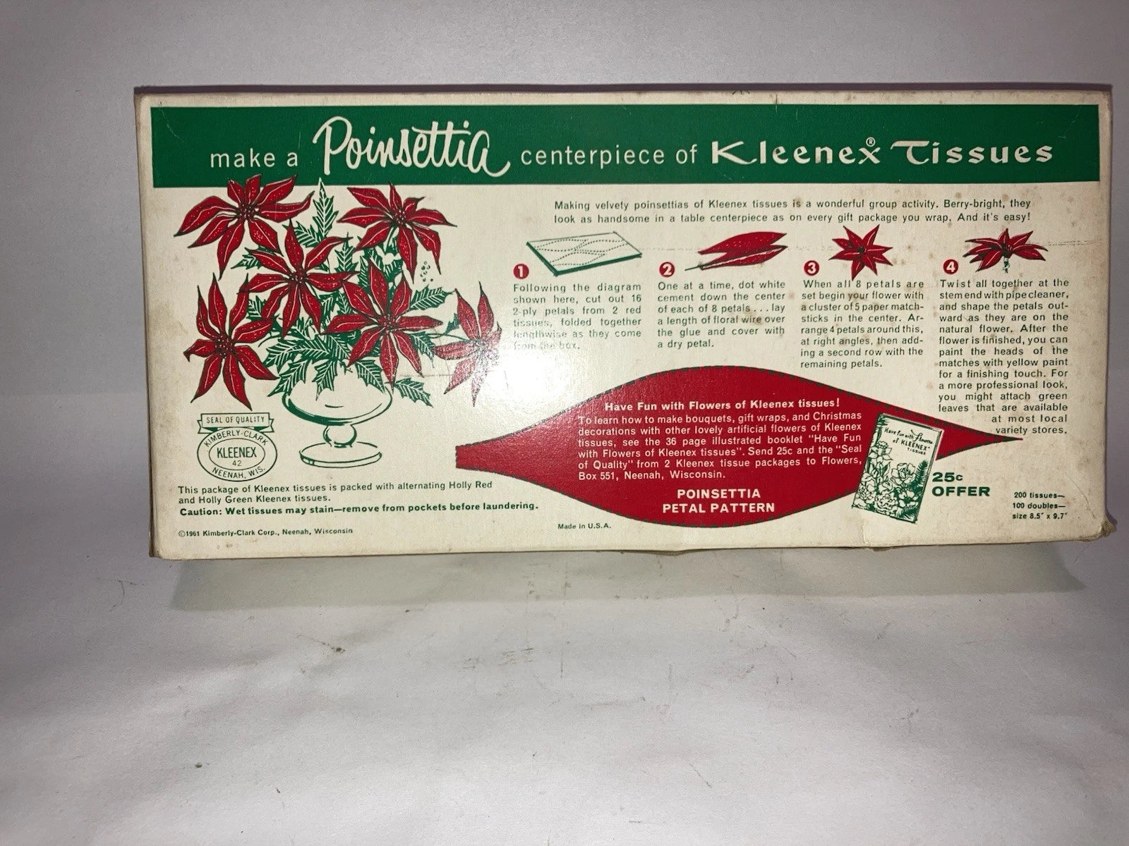 Vintage Red and Green Holly Christmas Kleenex Tissue Box | eBay