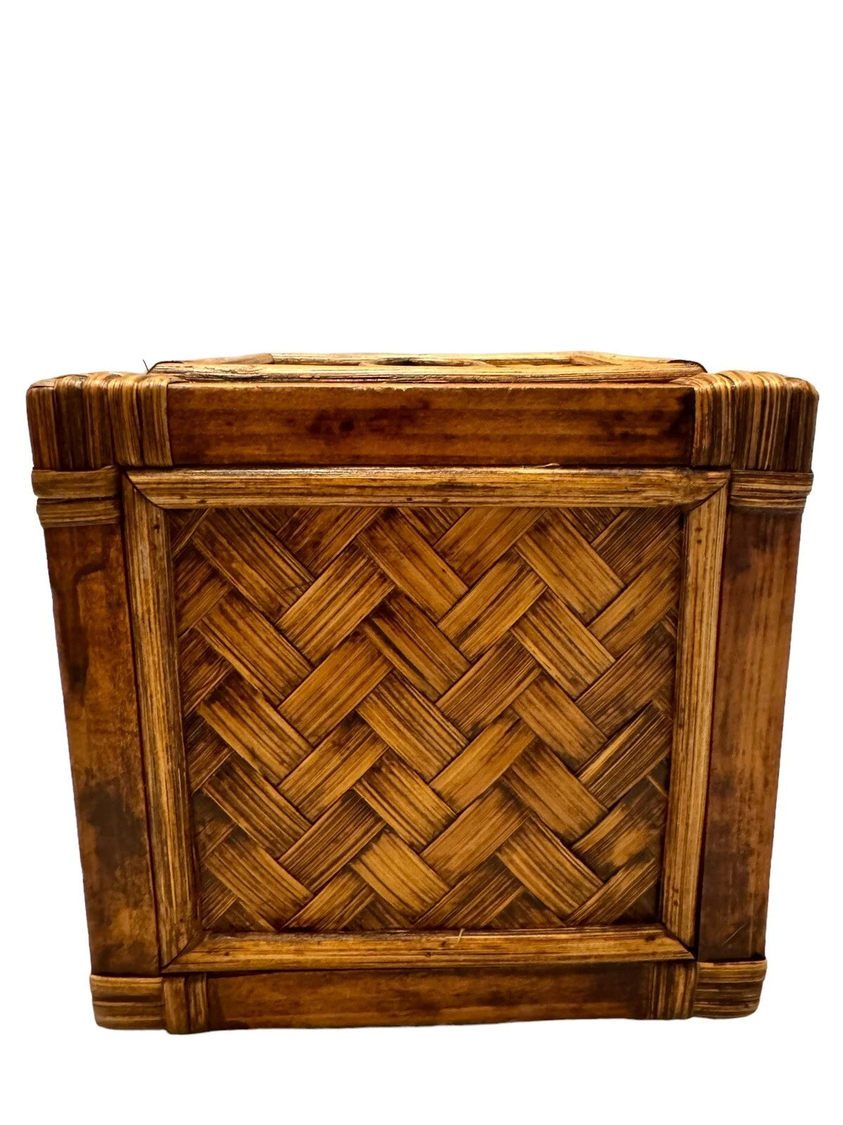 Wood Rattan Weave Tissue Box Cover Boho Coastal Beach￼ | eBay
